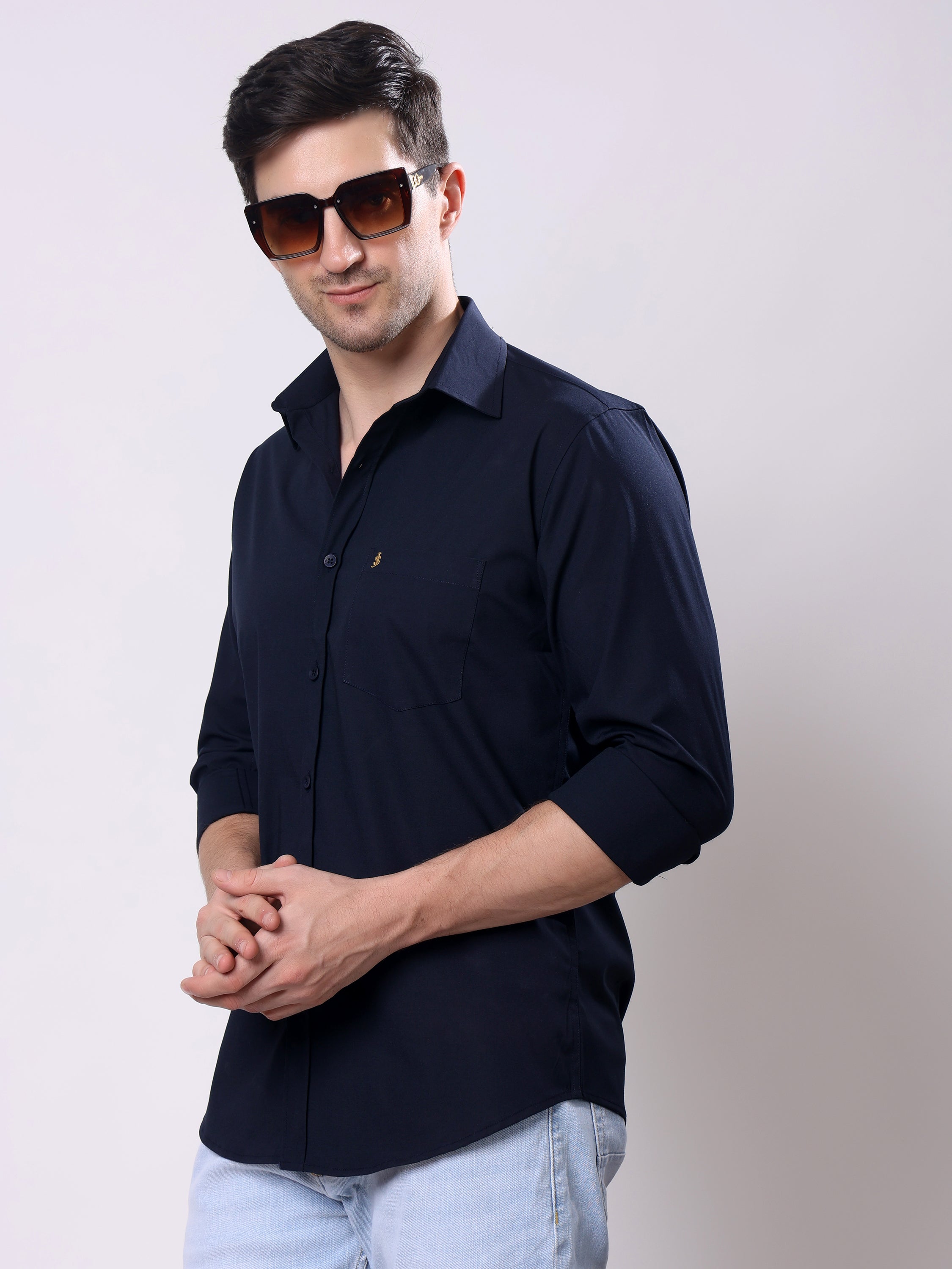 Stylox Men’s Regular Fit Full Sleeve Solid Casual Shirt - Stylox