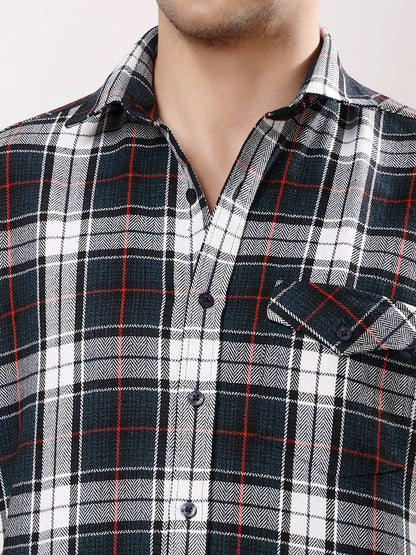 Stylox Men’s Regular Fit Full Sleeve Check Shirt with Single Pocket | Casual Cotton Checkered Shirt