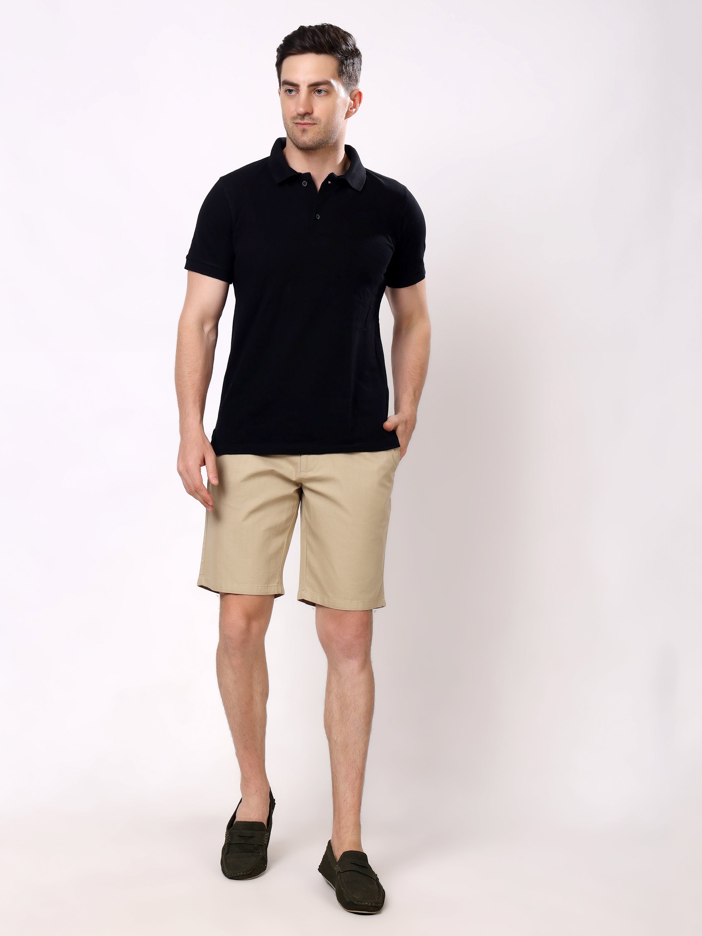 Stylox Men's Regular Fit Cotton Casual Summer Shorts with Elastic Waist & Drawstring