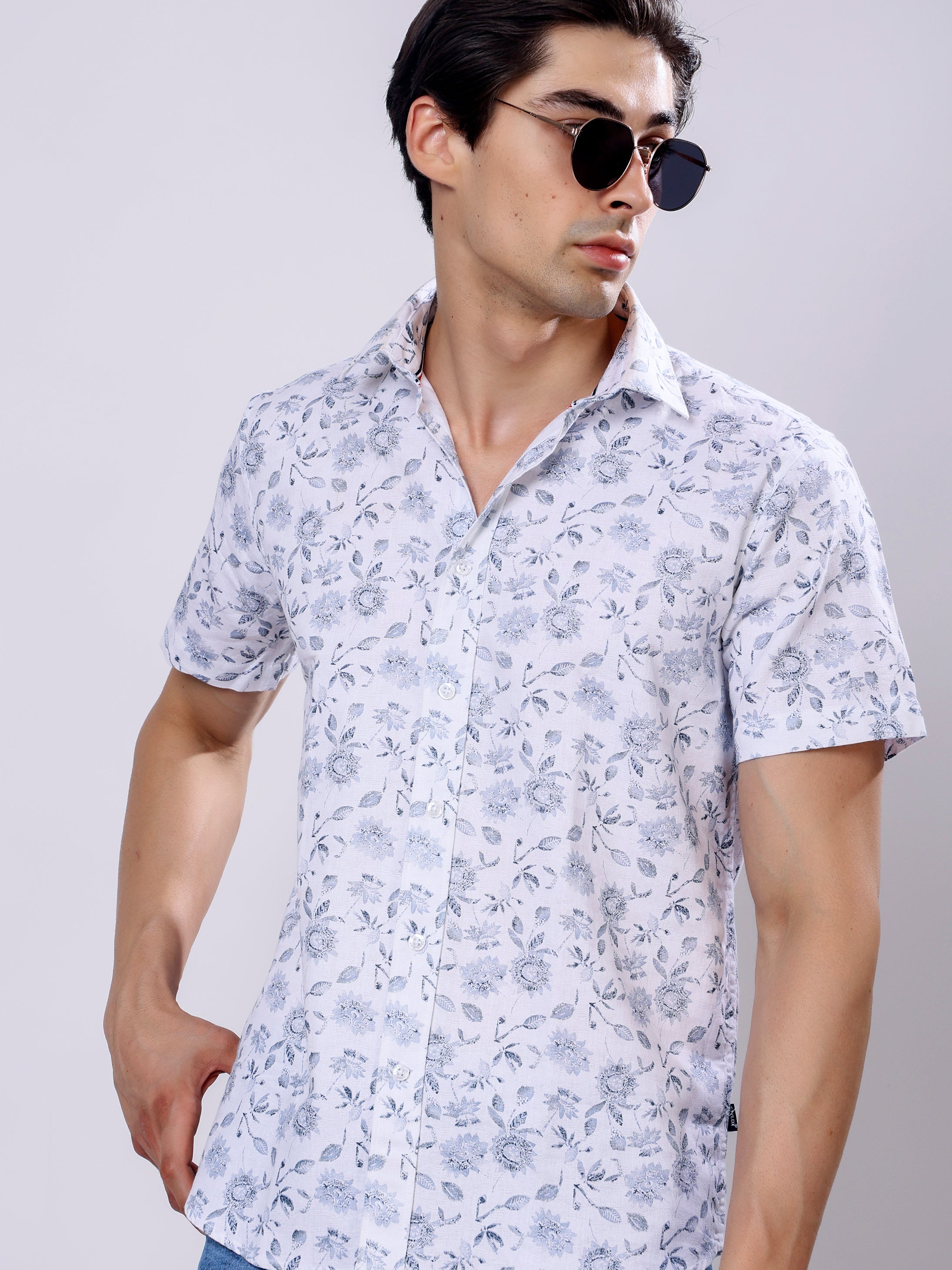Stylox Men’s Regular Fit Half Sleeve Stylish Floral Printed Casual Summer Shirt - Stylox