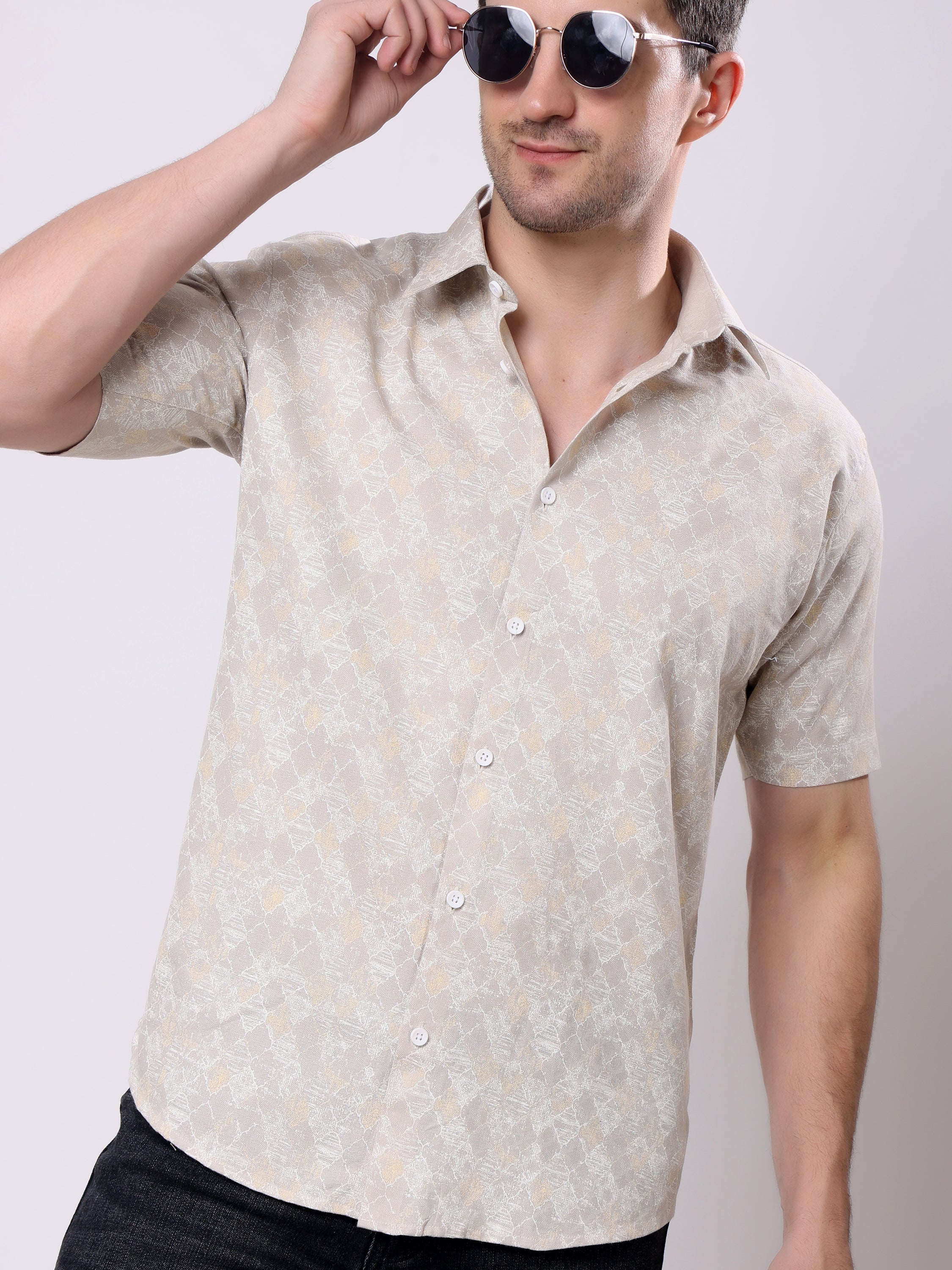 Stylox Men’s Regular Fit Half Sleeve Abstract print Casual Shirt - Stylox