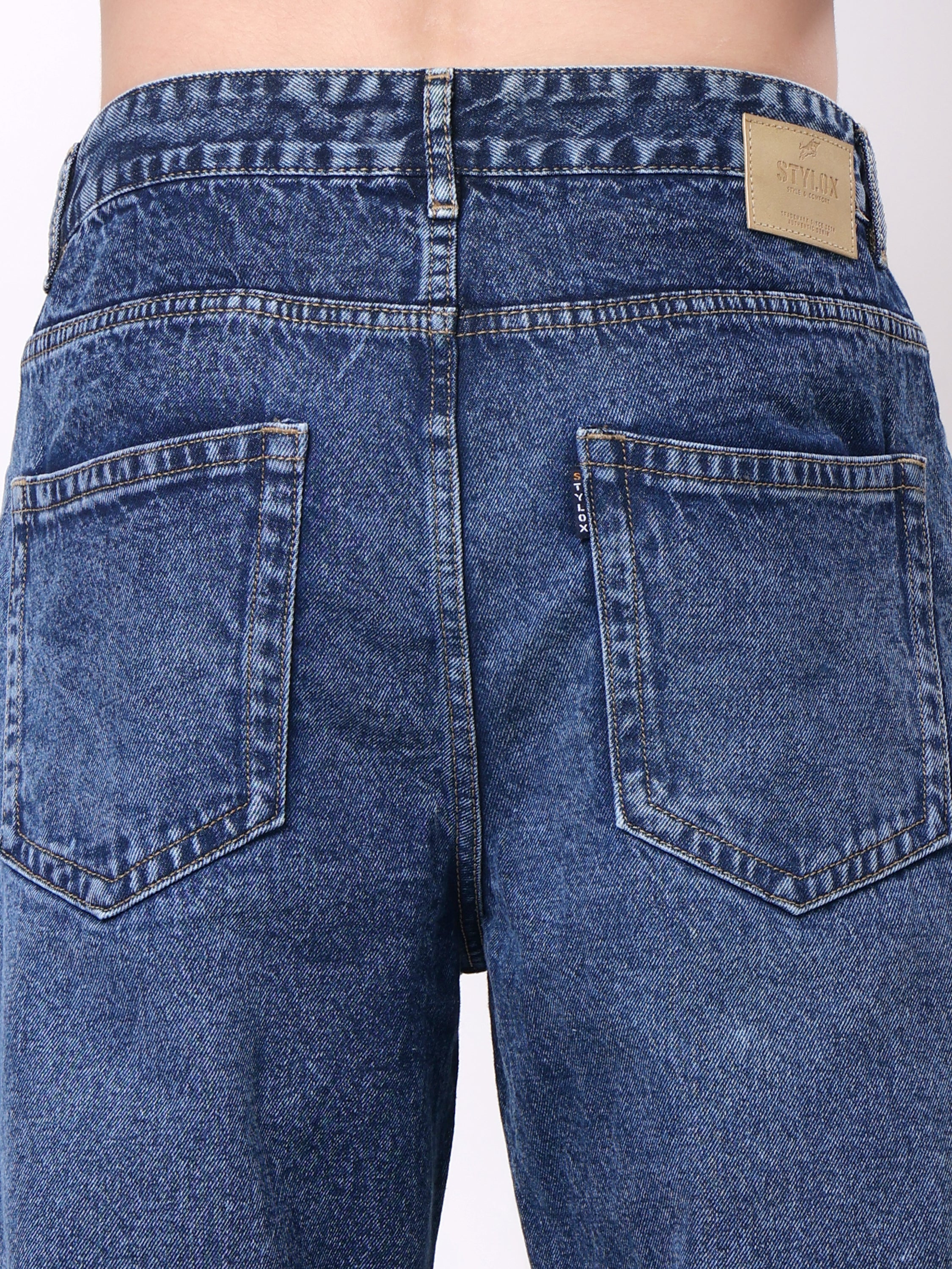 Stylox Men’s Loose Fit Non-Stretch Wide Leg Casual Denim Jeans - Stylox