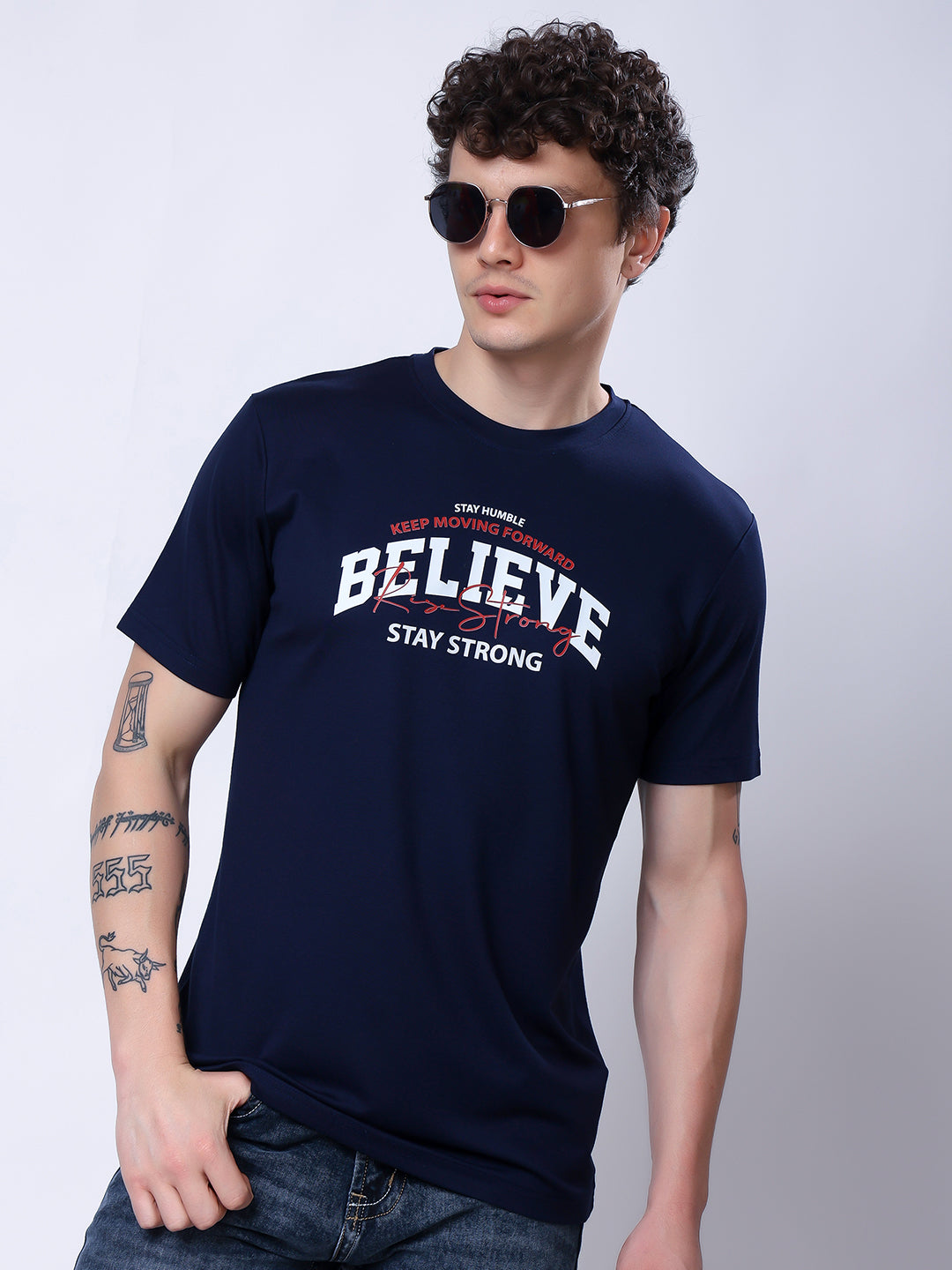 Stylox Men’s Navy Blue Motivational Graphic T-Shirt - Stylox