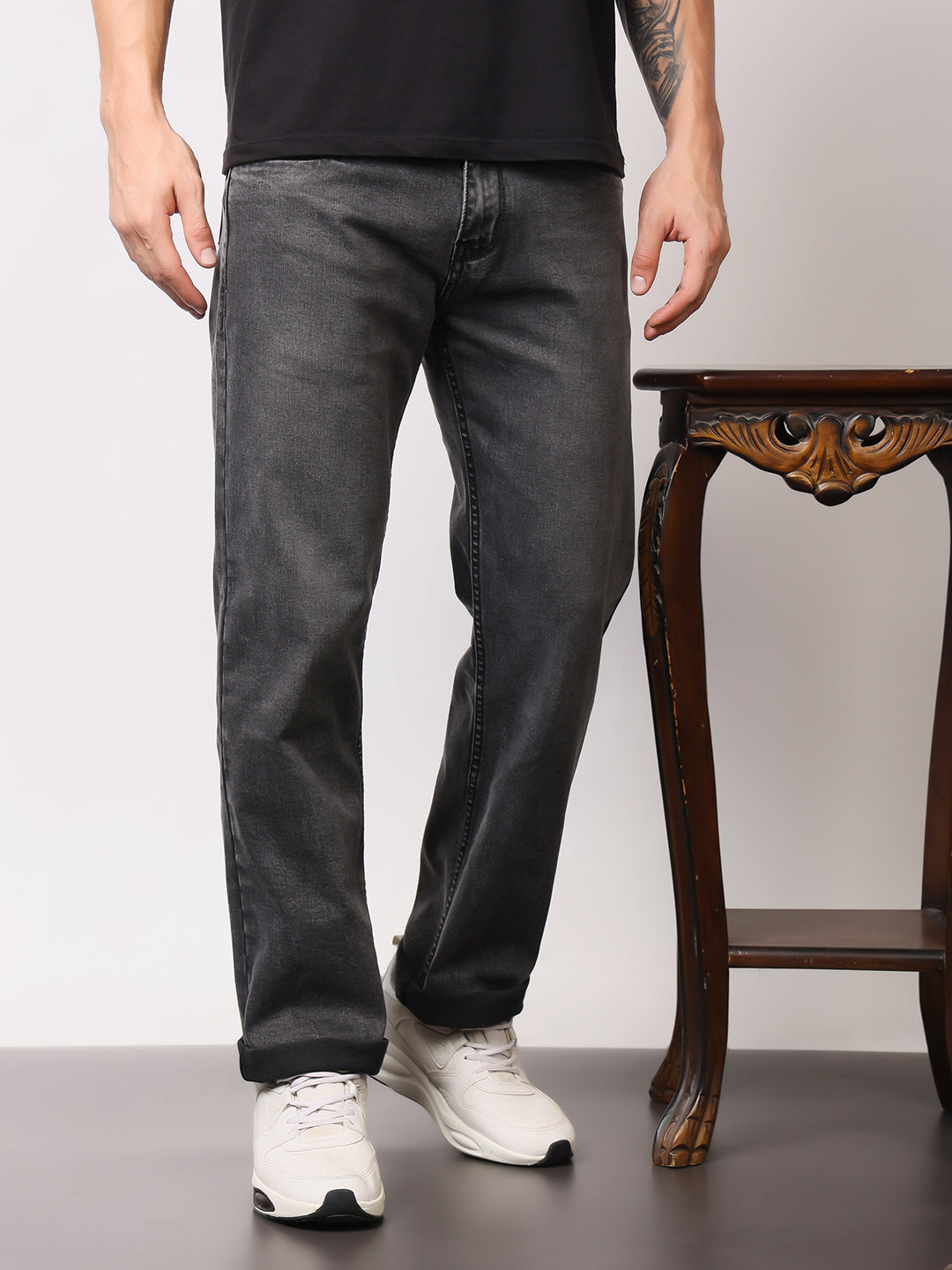 Stylox Men’s Comfort Fit Solid Jeans | Premium Stretchable Plain Denim Jeans for Men | Mid-Rise Relaxed Fit Jeans - Stylox