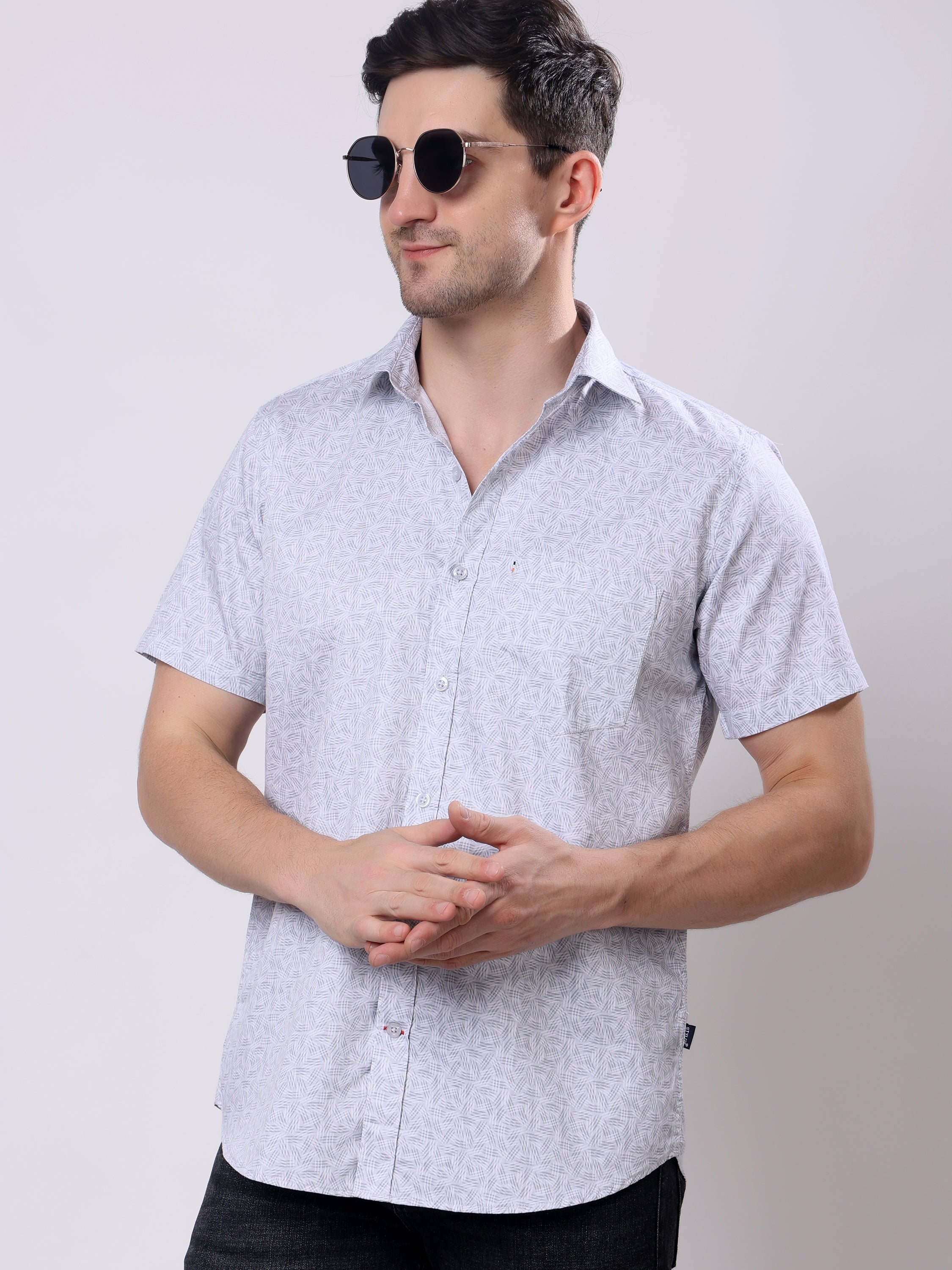 Stylox Men’s Regular Fit Half Sleeve Abstract print Cotton Summer Casual Shirt - Stylox