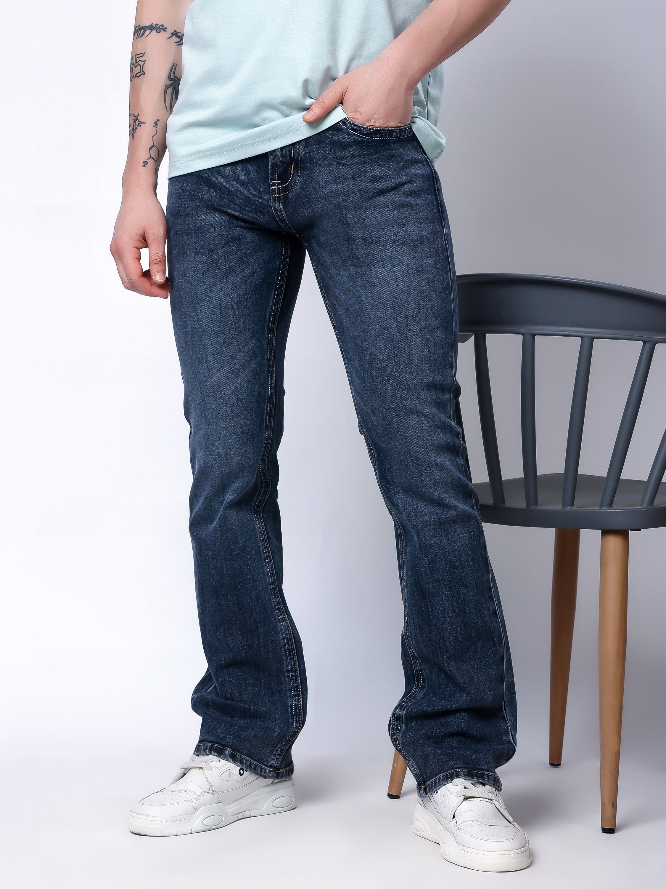 Stylox Men's Bootcut Fit Stretchable Denim Jeans-Grey - Stylox