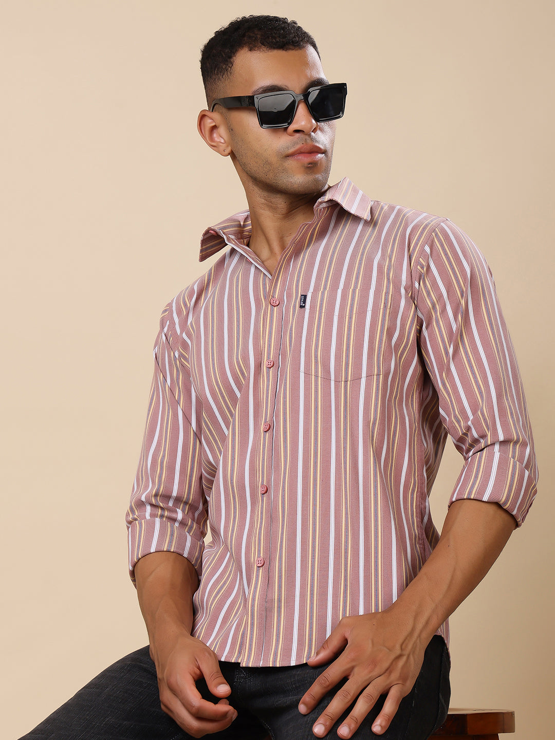Stylox Men’s Regular Fit Striped Full Sleeve Shirt – Effortless Style with a Classic Touch
