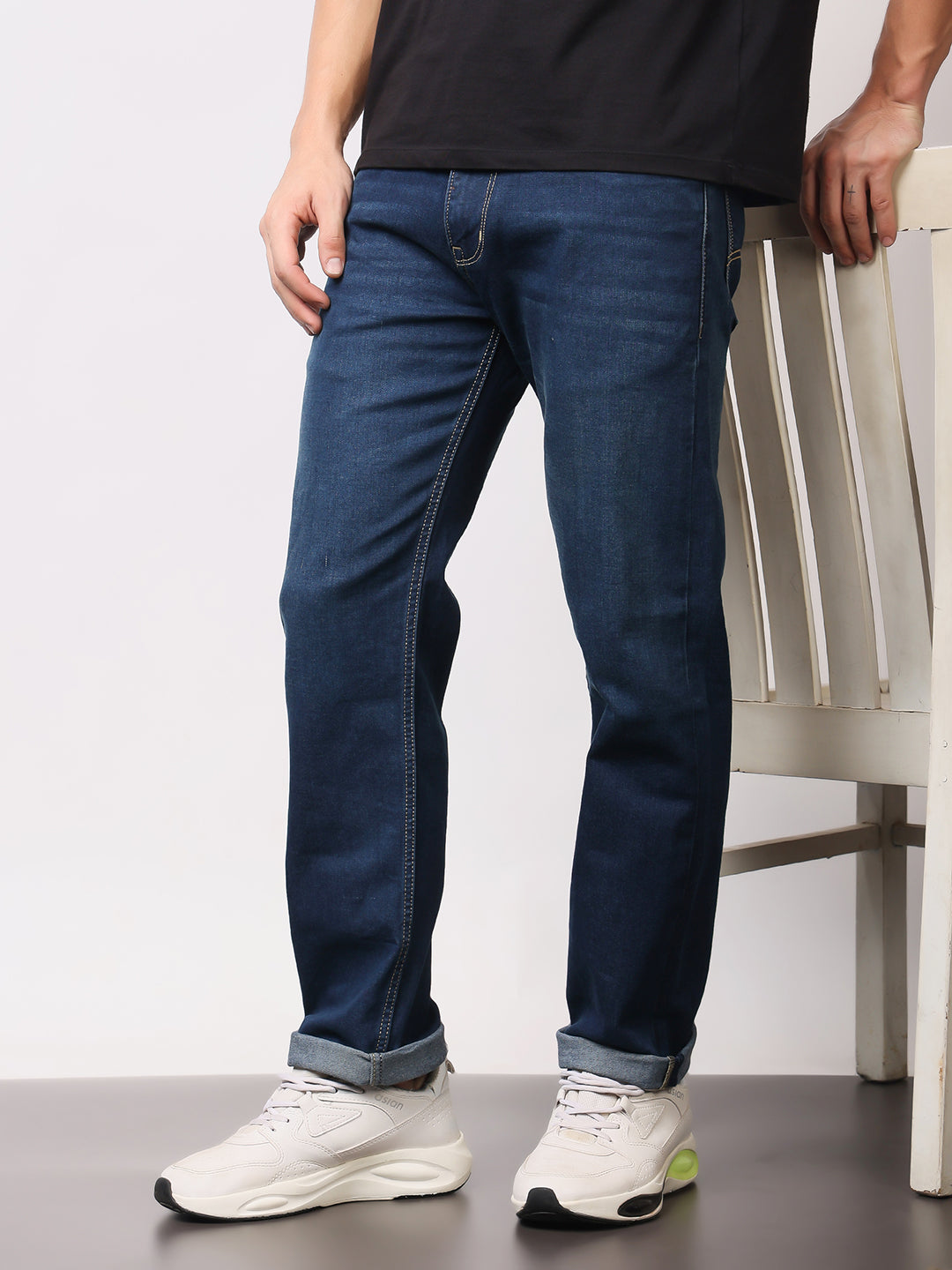Stylox Men’s Comfort Fit Mid-Rise Premium Stretchable Solid Jeans - Stylox