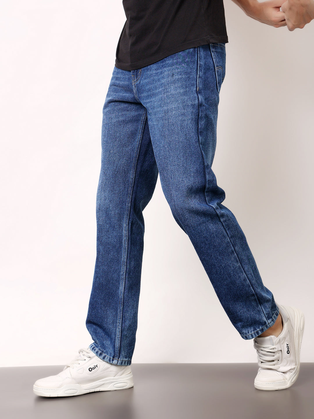 Stylox Men’s Relaxed Fit Solid Jeans | Comfortable Denim Casual Wear for Everyday Style (Greenish Blue) - Stylox