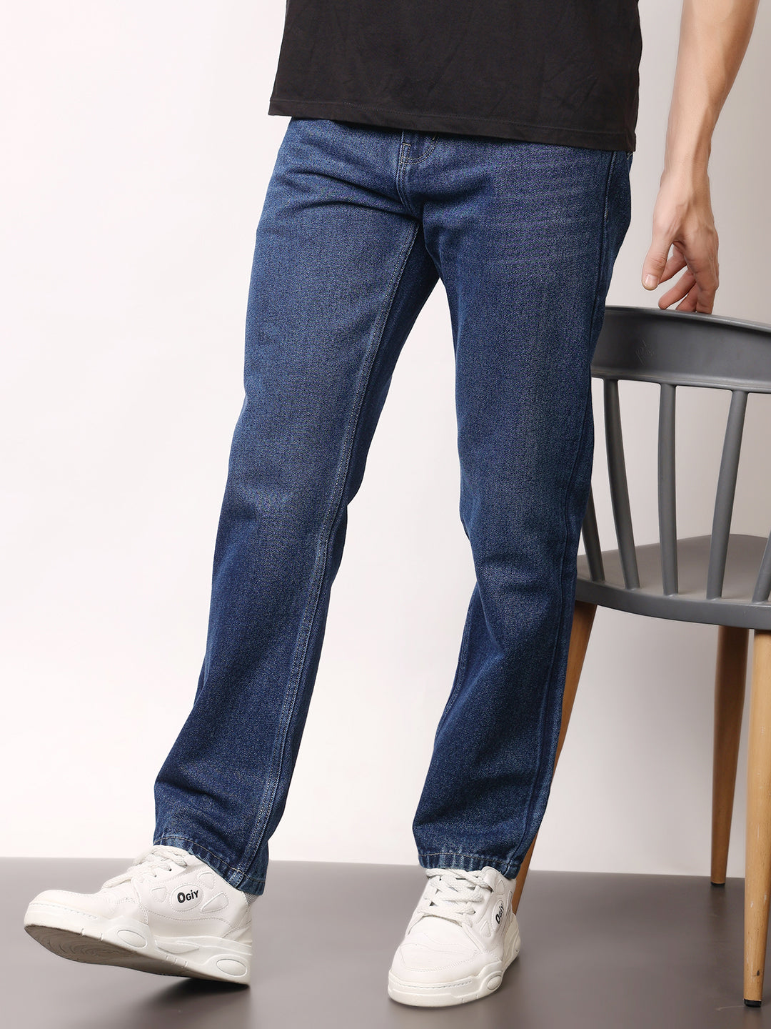 Stylox Men’s Relaxed Fit Solid Jeans | Comfortable Denim Casual Wear for Everyday Style (Mid Dark Blue) - Stylox