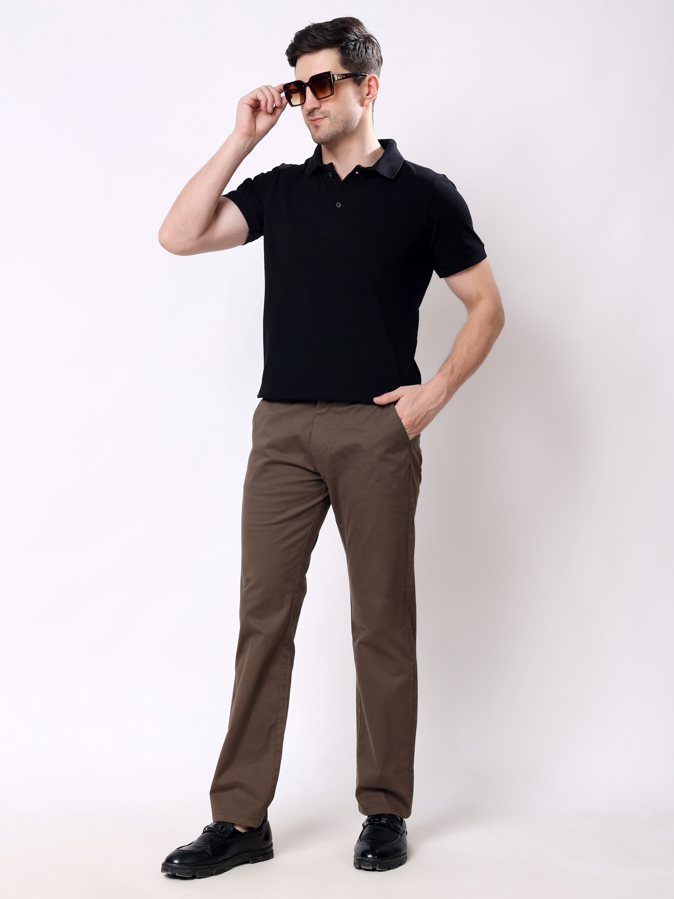 Stylox Men’s Straight Fit Non-Stretch Casual Chinos Trousers - Stylox