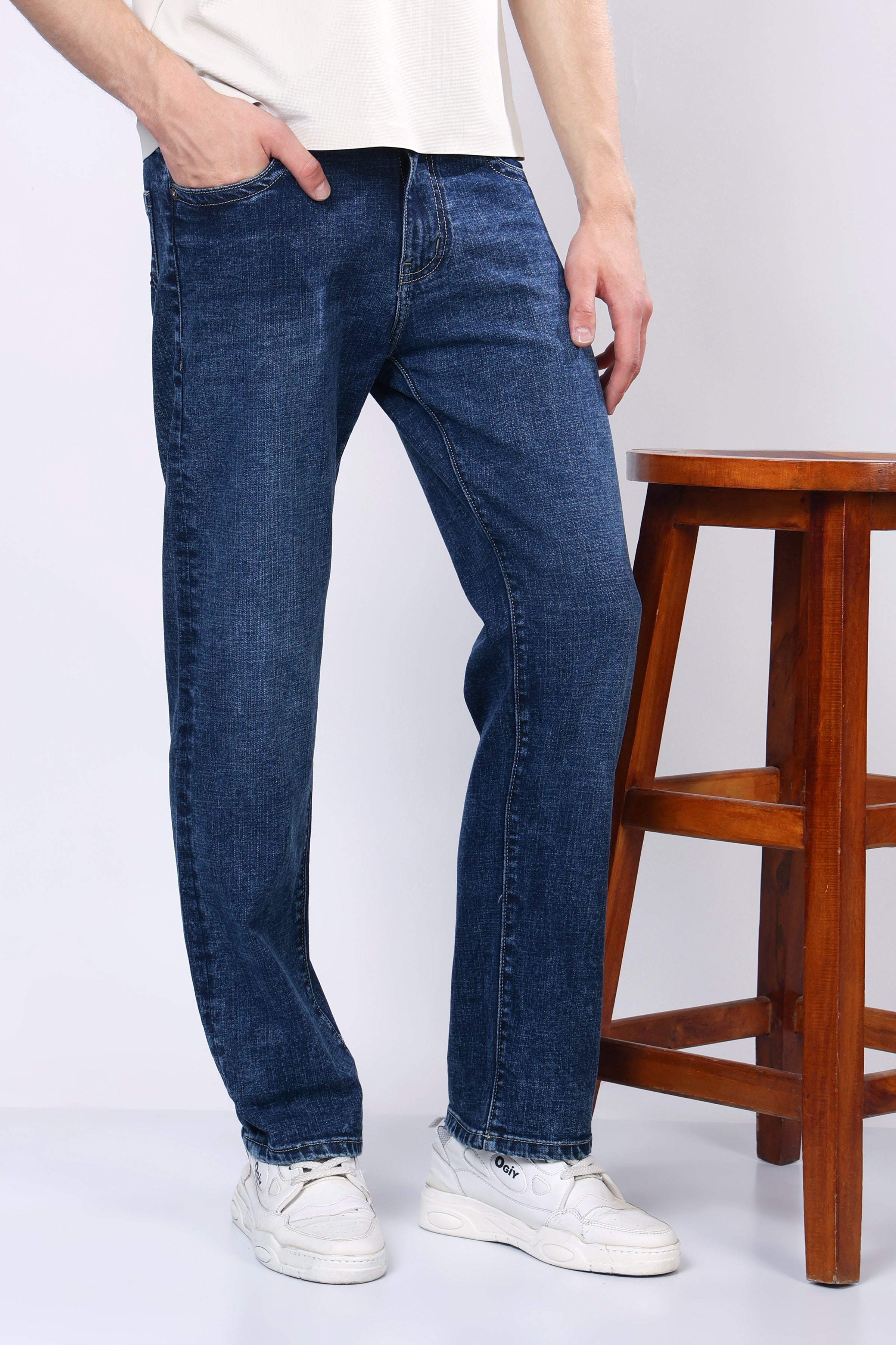 Stylox Men’s Comfort Fit Stretchable Dark Blue Denim Jeans - Stylox