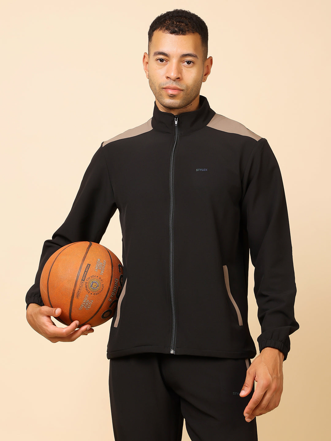 Stylox Men’s Solid Tracksuit | Full Zip High Neck Jacket & Jogger Pants Set - Stylox