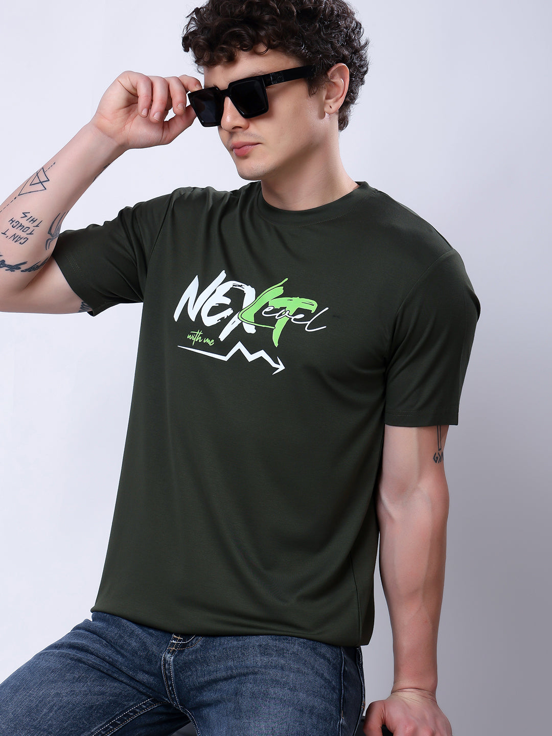 Stylox Next Level Motivational Graphic T-Shirt for Men-Olive - Stylox