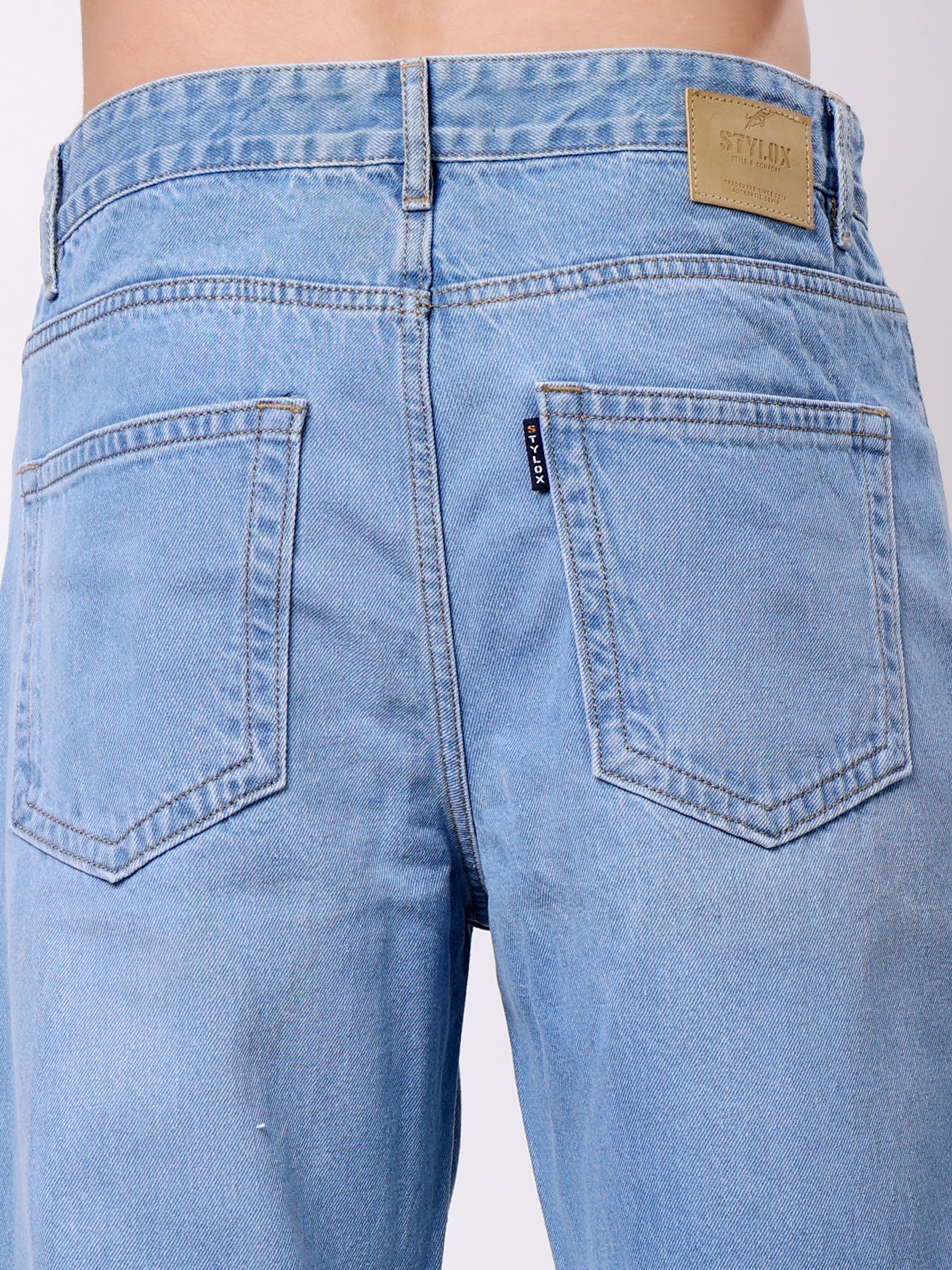 Stylox Men’s Loose Fit Non-Stretch Wide Leg Casual Denim Jeans - Stylox