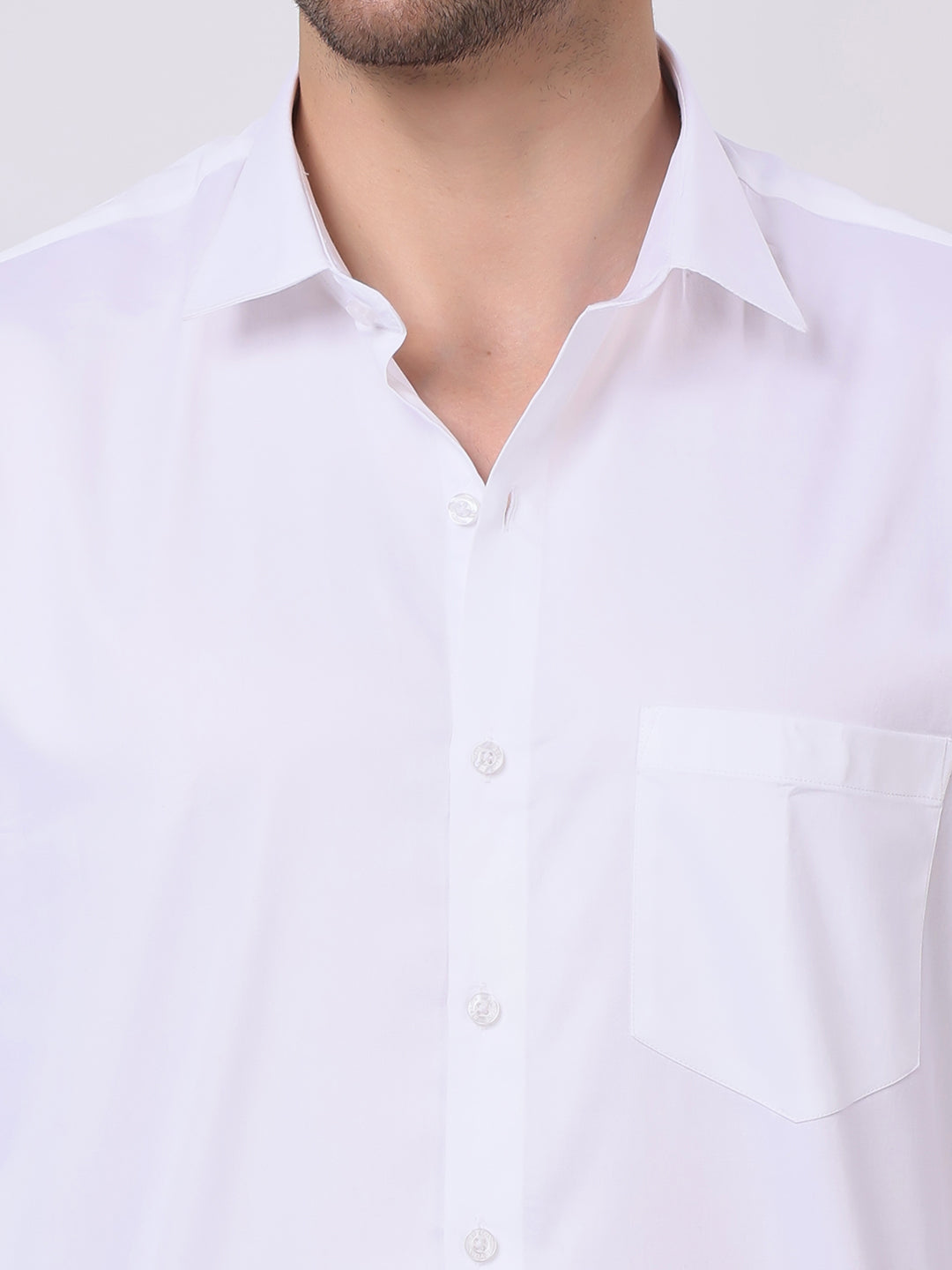 Stylox Men's Full Sleeve Solid White Casual Shirt – Premium Cotton Blend Regular Fit Shirt
