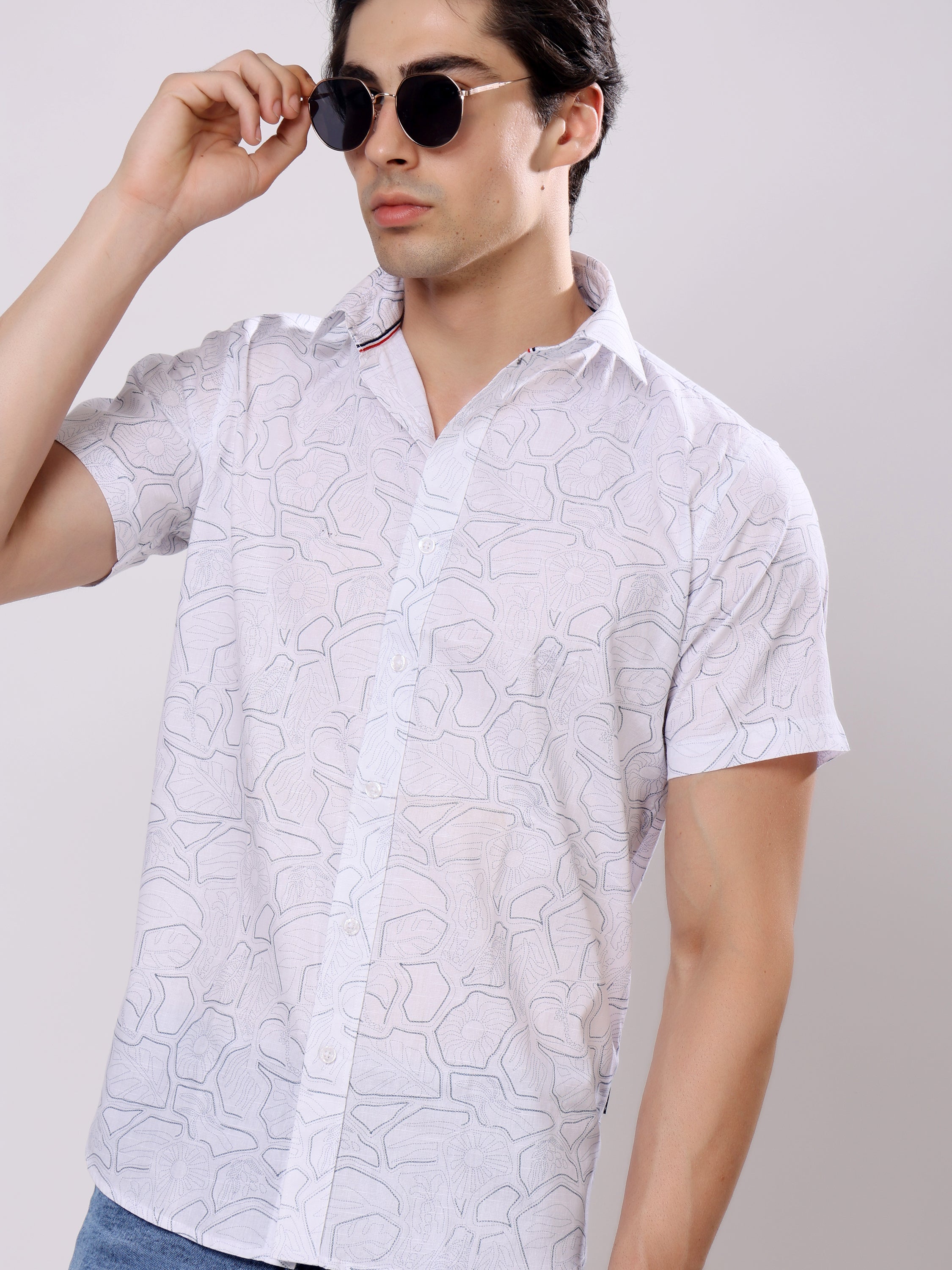 Stylox Men’s Regular Fit Half Sleeve Stylish Abstract Printed Casual Shirt - Stylox