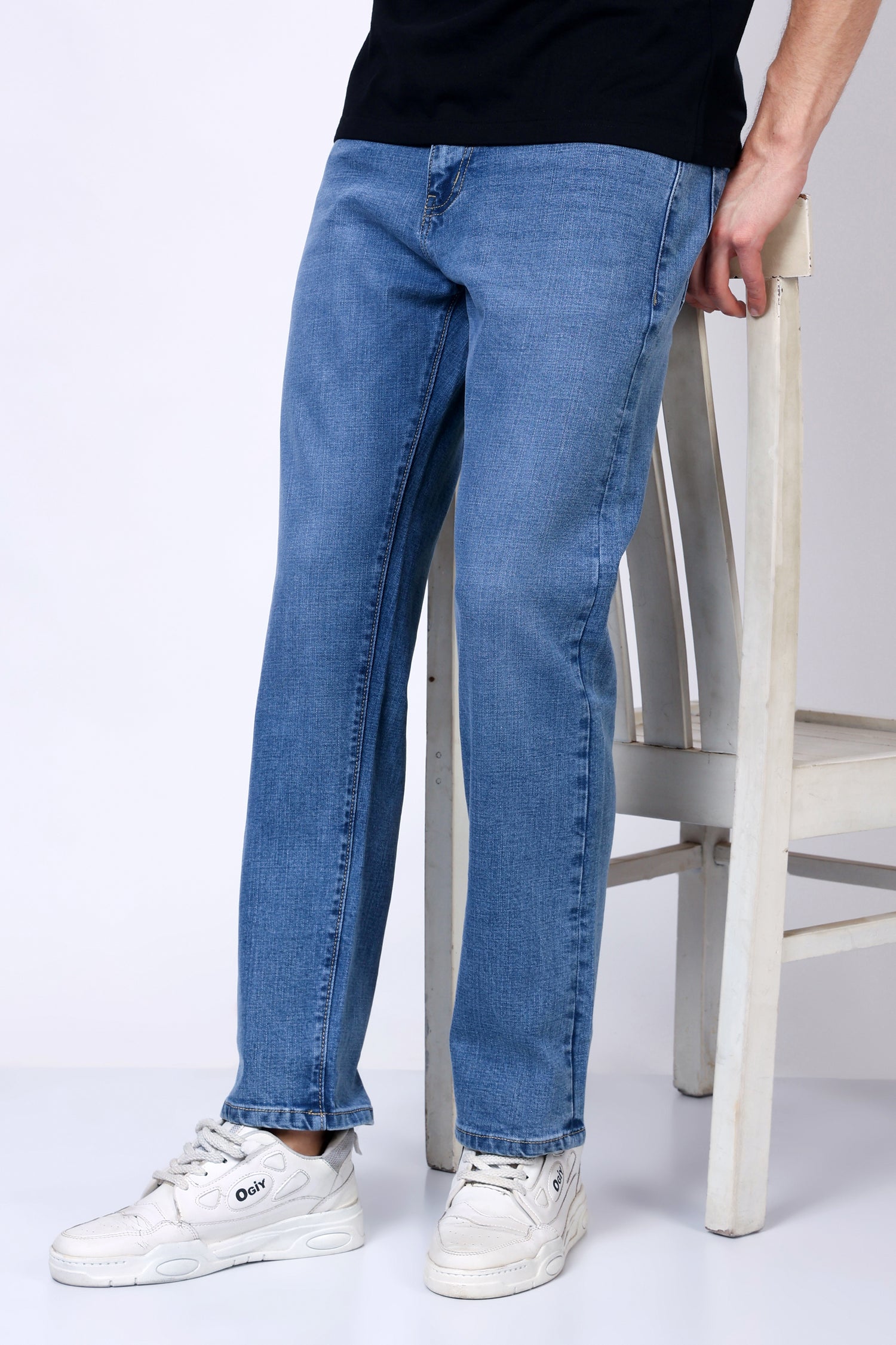 Stylox Men’s Comfort Fit Stretchable Light Blue Denim Jeans - Stylox