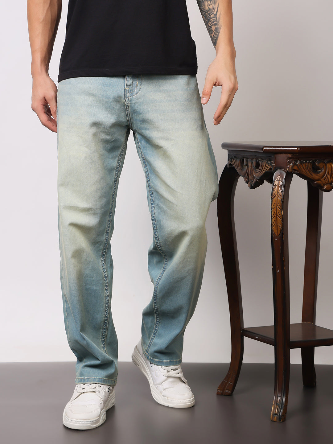 Stylox Men’s Sky Blue Loose Fit Jeans – Relaxed Denim for Effortless Style - Stylox