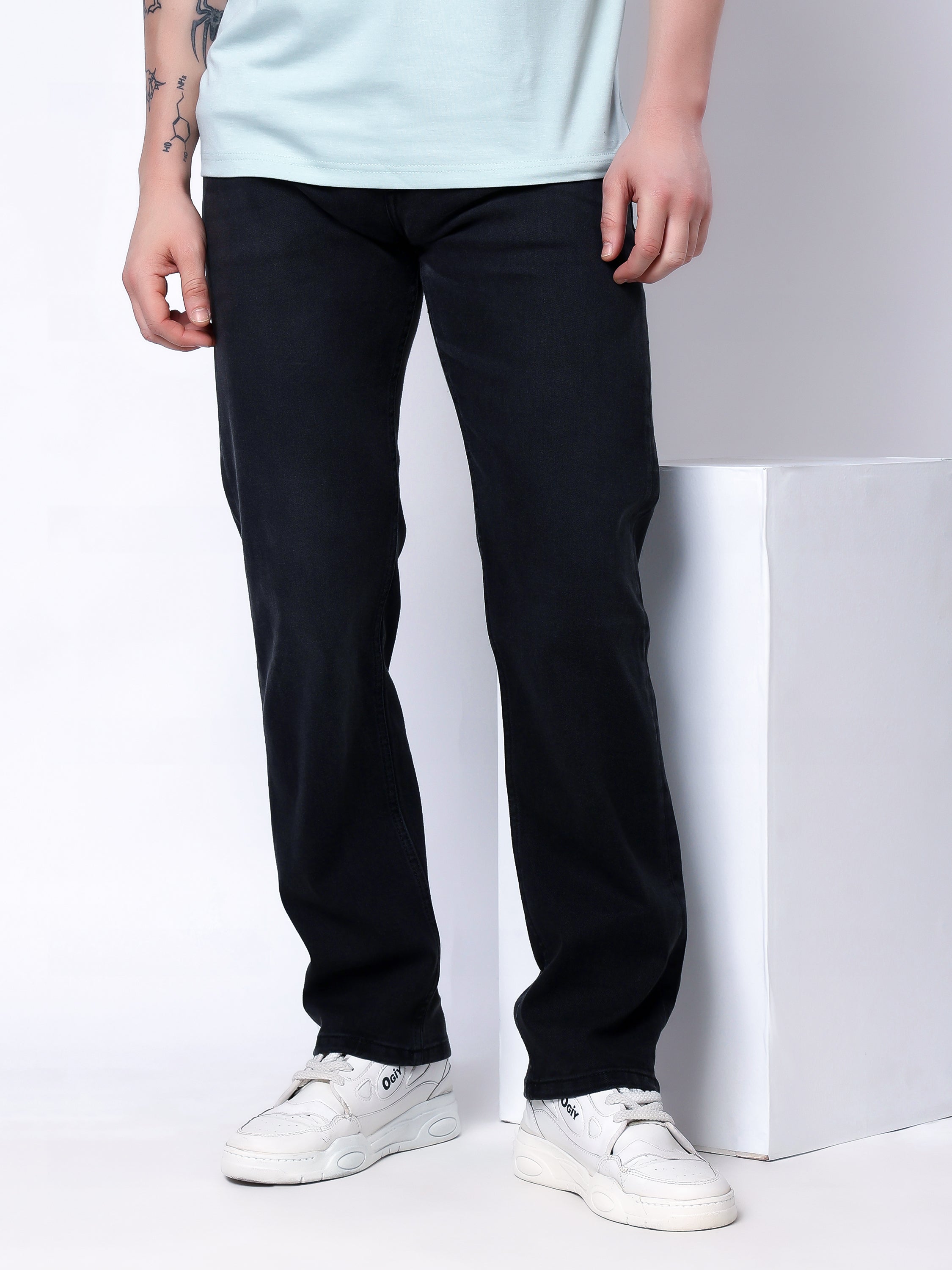 Stylox Men’s Comfort Fit Stretchable Denim Jeans-Dark Grey