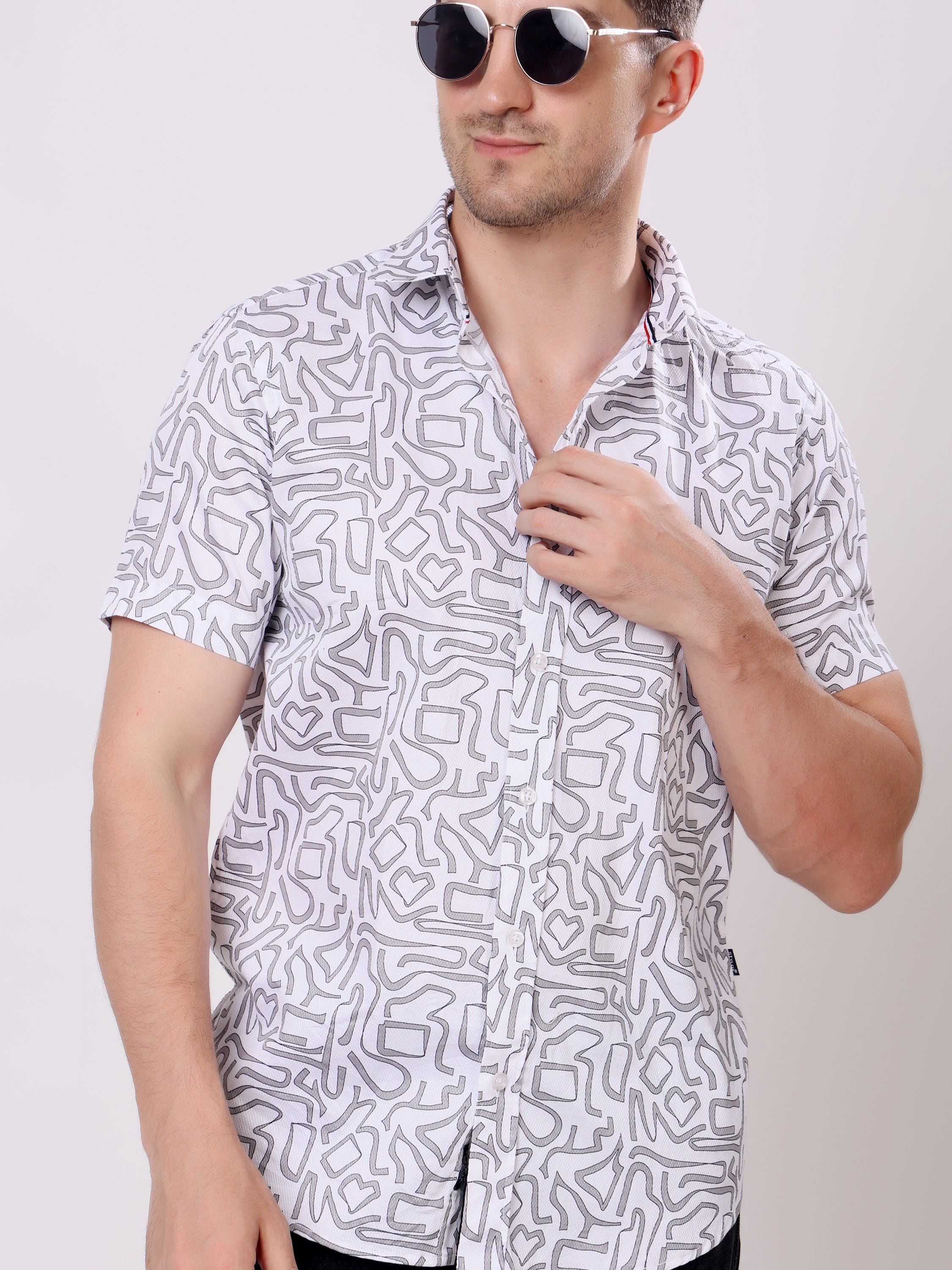 Stylox Men’s Regular Fit Half Sleeve Abstract Printed Stylish Casual Summer Shirt - Stylox