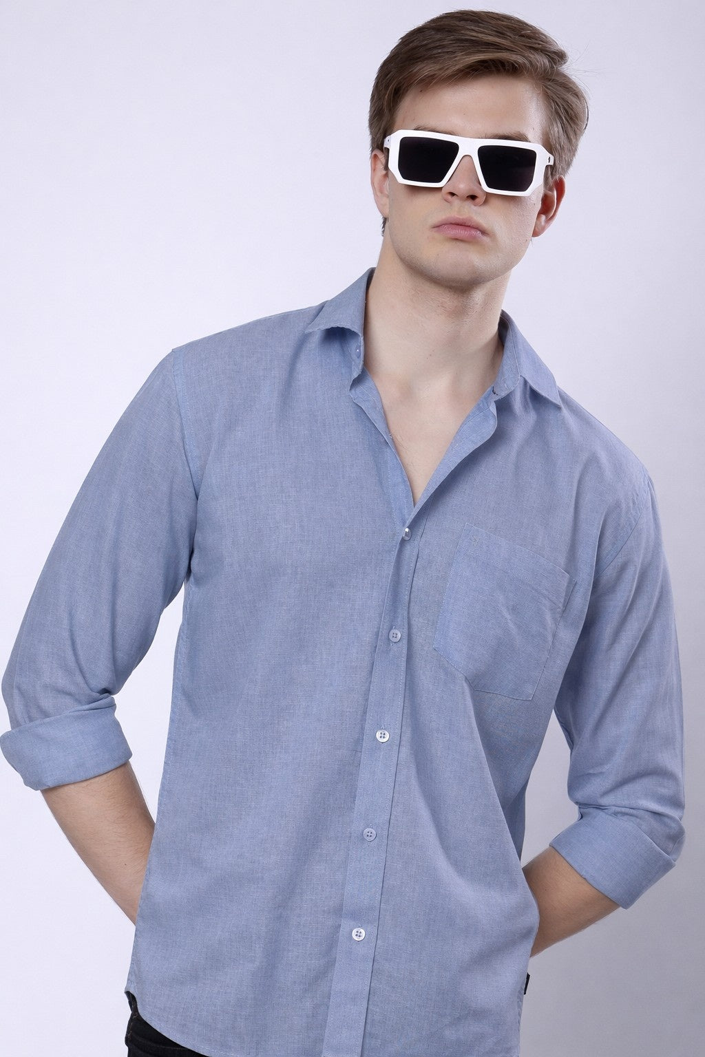 Stylox Men’s Regular Fit Full Sleeve Solid Casual Shirt - Stylox