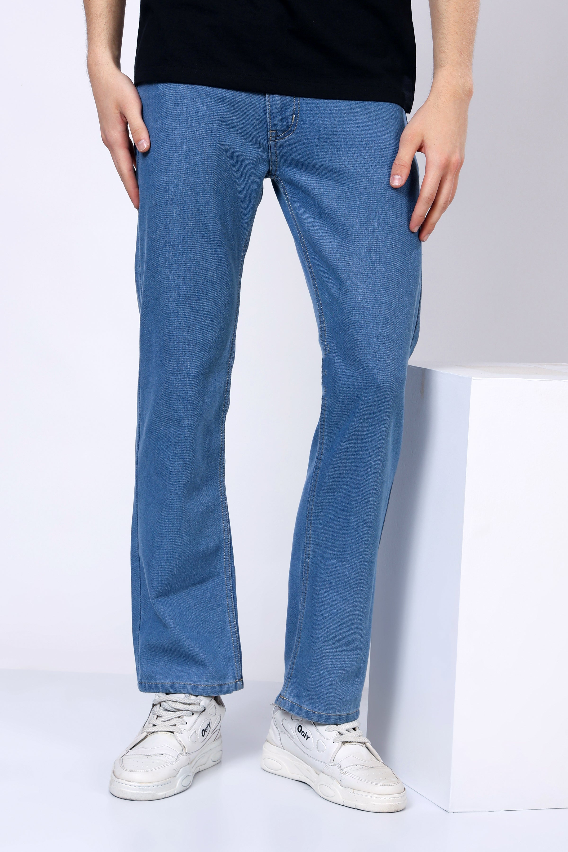 Stylox Men’s Mid-Rise Comfort Fit Mid Dark Blue Non-Stretch Denim Jeans - Stylox