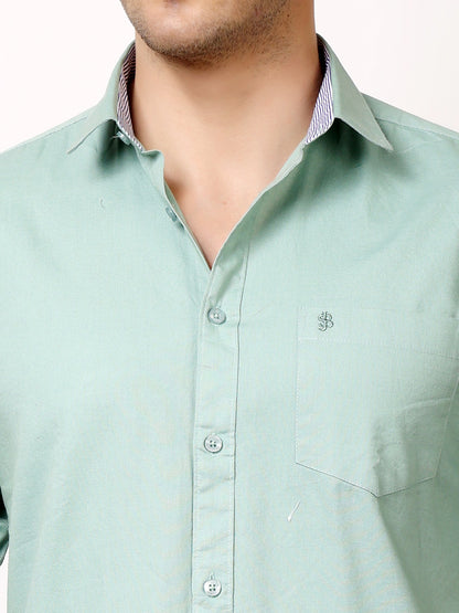 Stylox Men’s Regular Fit Oxford Full Sleeve Solid Shirt | Premium Cotton Blend Casual &amp; Formal Wear