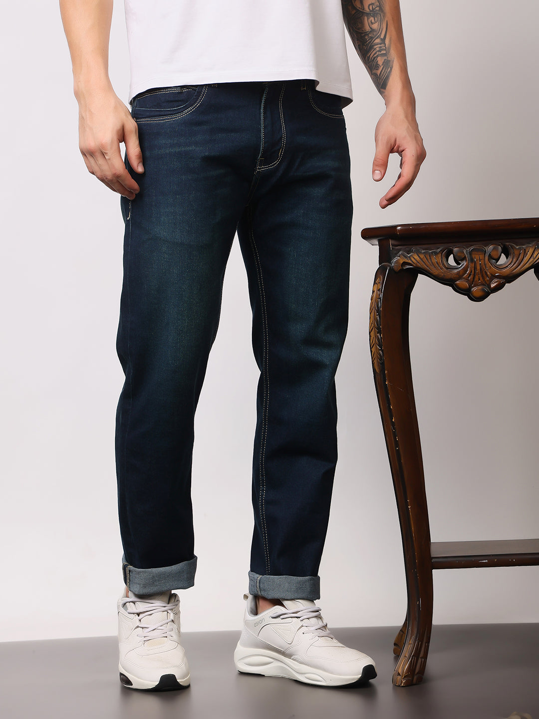 Stylox Men’s Comfort Fit Mid-Rise Premium Stretchable Solid Jeans - Stylox