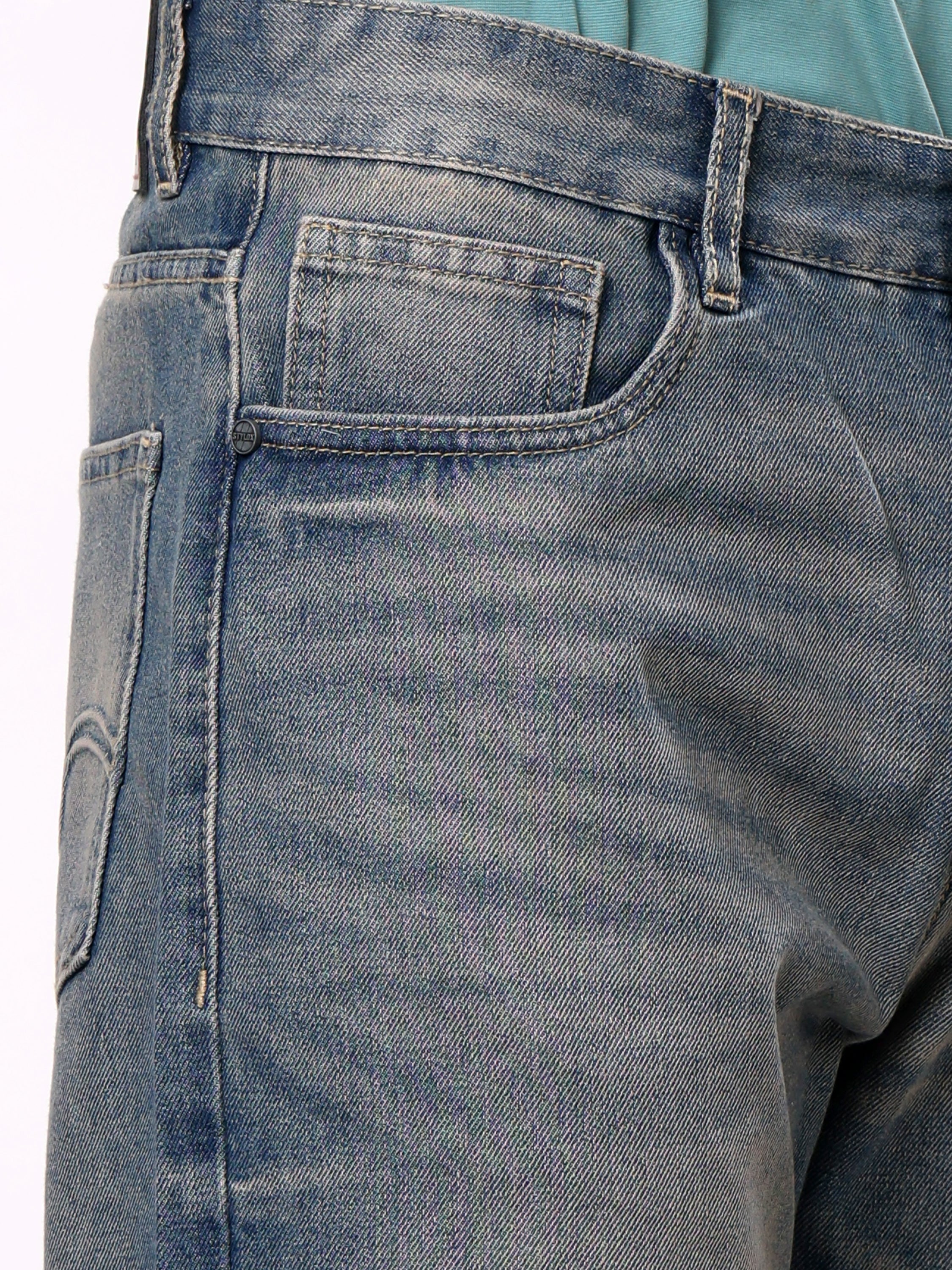 Stylox Baggy Fit Non-Stretch Wide Leg Casual Streetwear Denim Jeans For Men