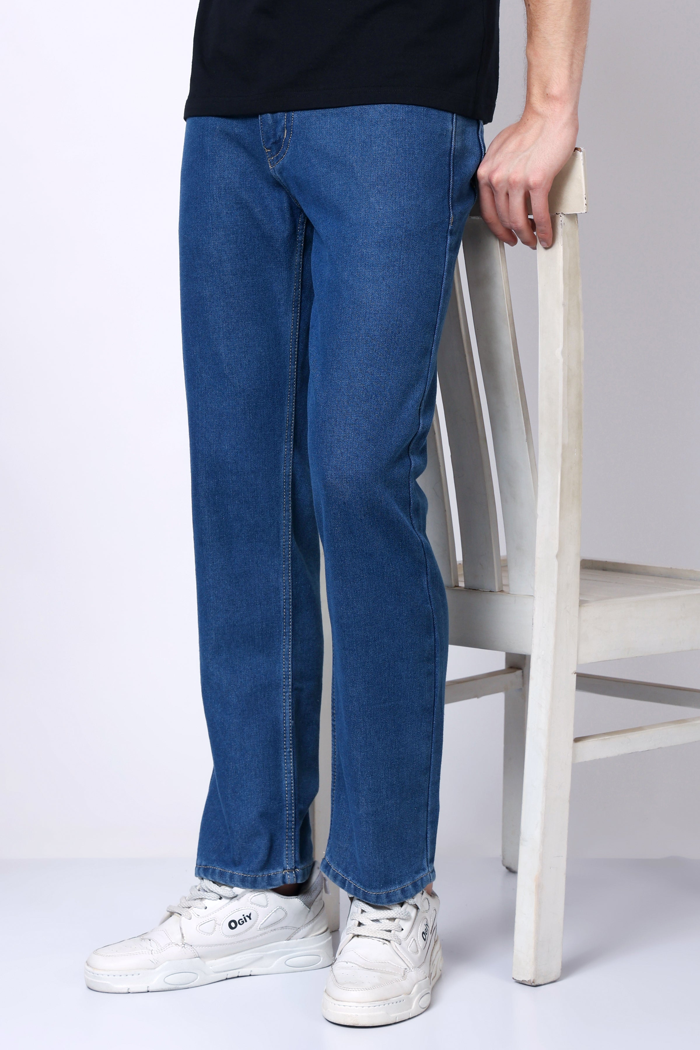 Stylox Men’s Mid-Rise Comfort Fit Dark Blue Non-Stretch Denim Jeans - Stylox