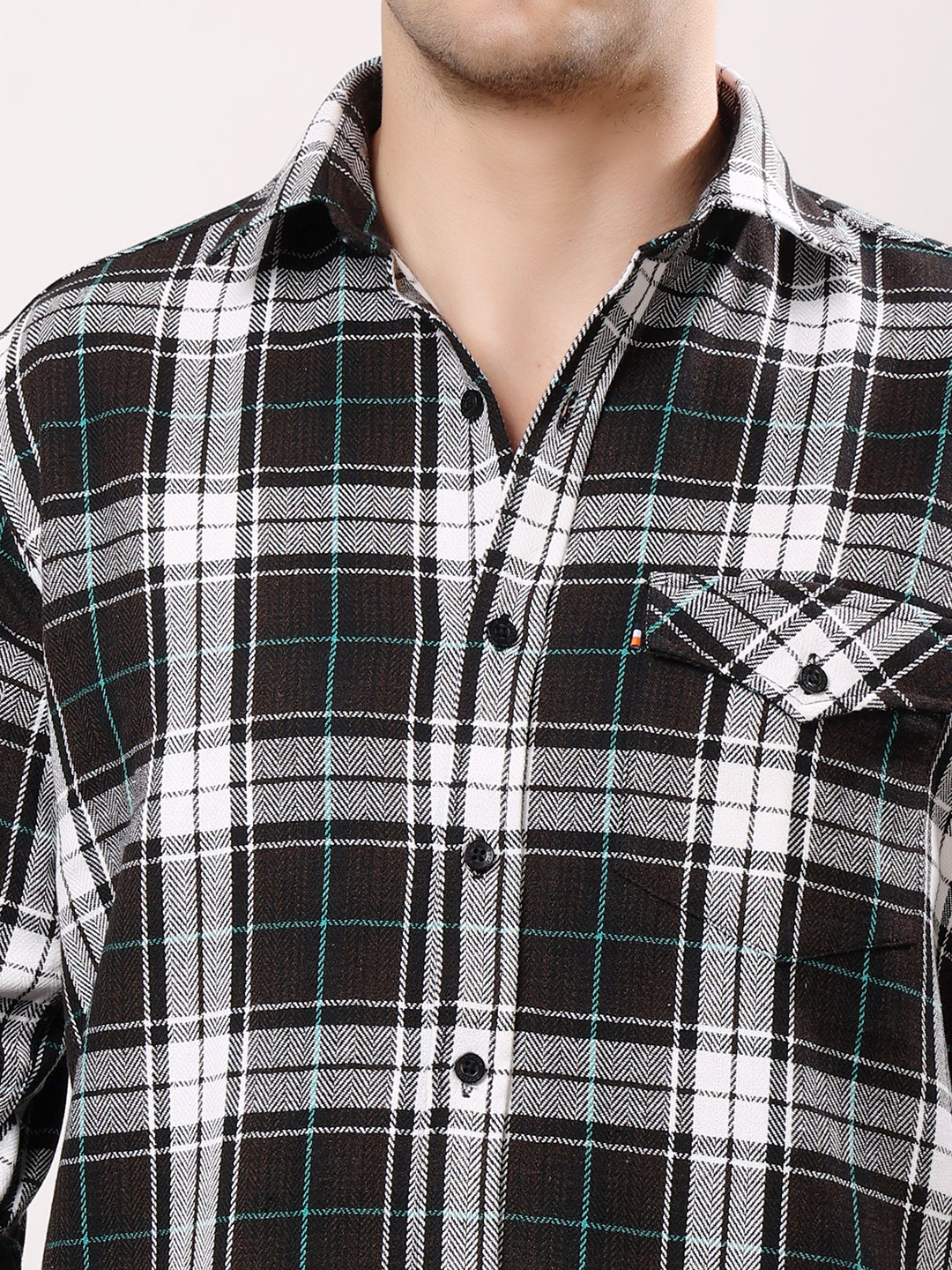 Stylox Men’s Regular Fit Full Sleeve Check Shirt with Single Pocket | Casual Cotton Checkered Shirt - Stylox