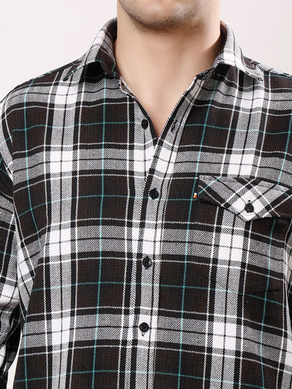 Stylox Men’s Regular Fit Full Sleeve Check Shirt with Single Pocket | Casual Cotton Checkered Shirt