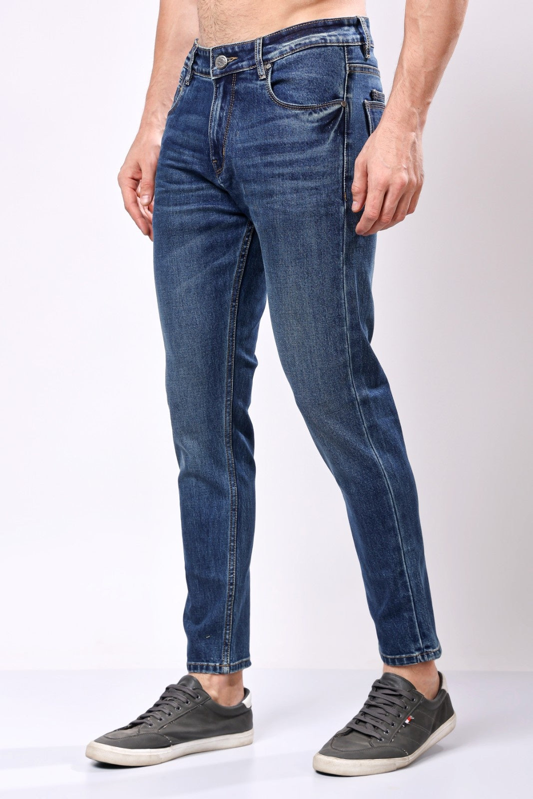 STYLOX Menâ€™s Greenish Blue Ankle Fit Jeans - Premium Denim, - Stylox