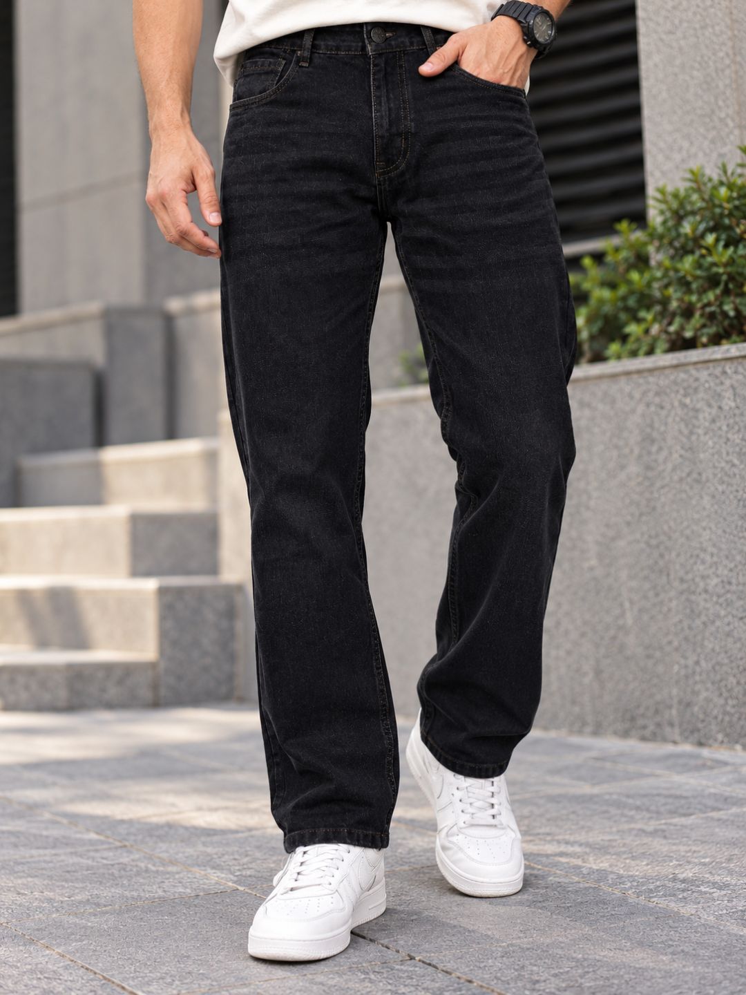 Stylox Men's Comfort Fit Stretchable Denim Jeans-Dark Grey