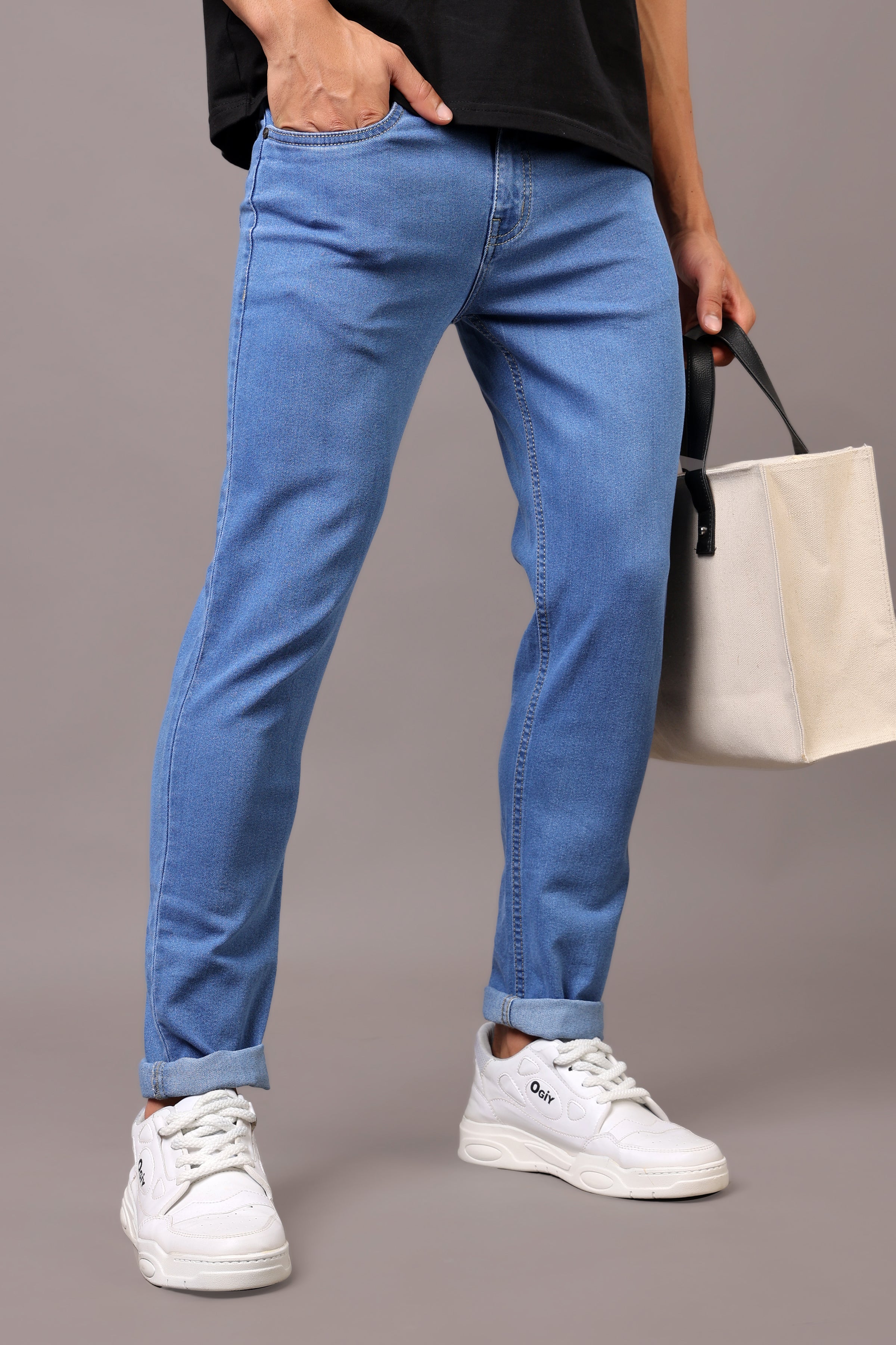 Stylox Men’s Slim Fit Mid-Rise Denim Jeans - Stylox