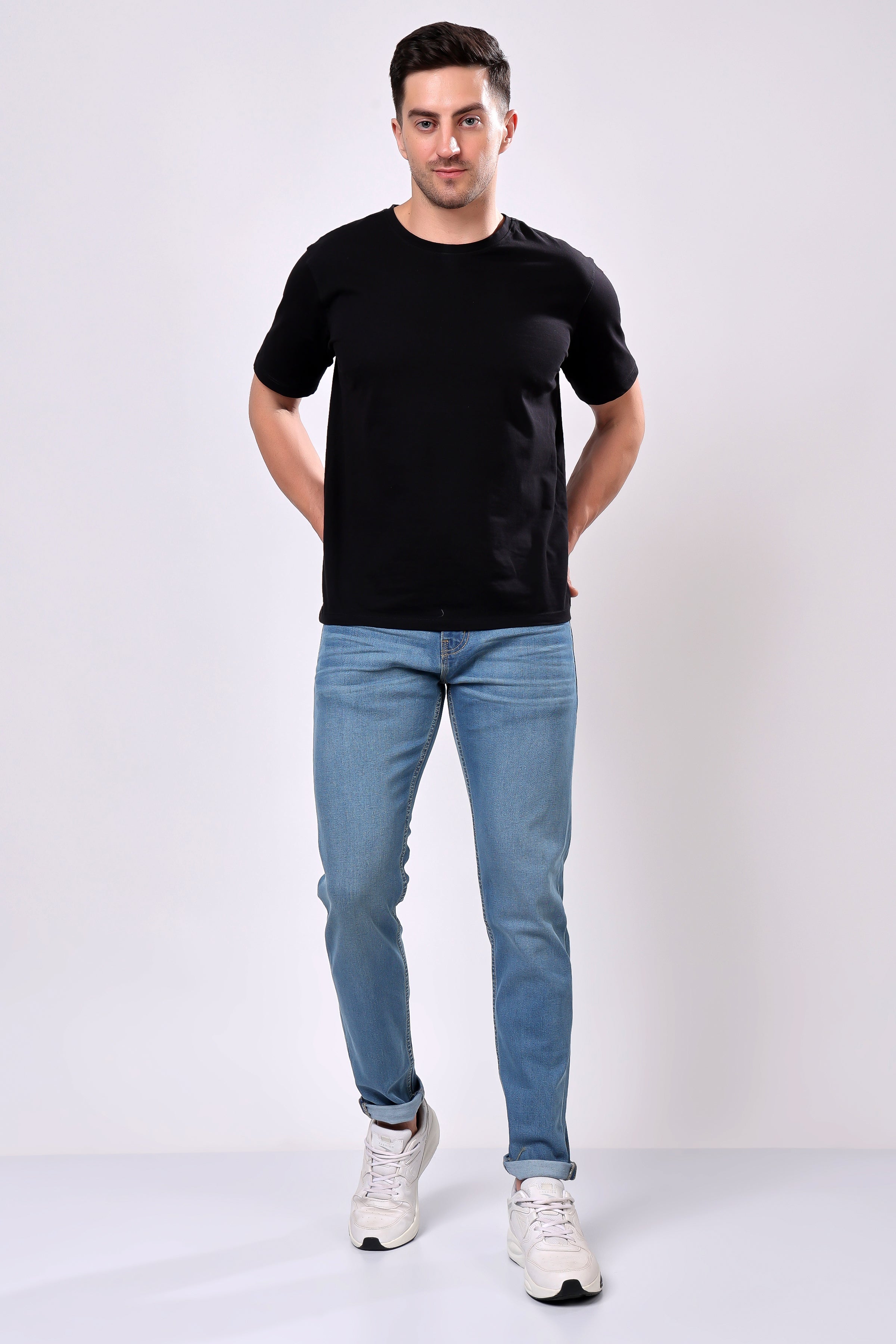 Stylox Slim Fit Denim Jeans - Sky Blue, - Stylox