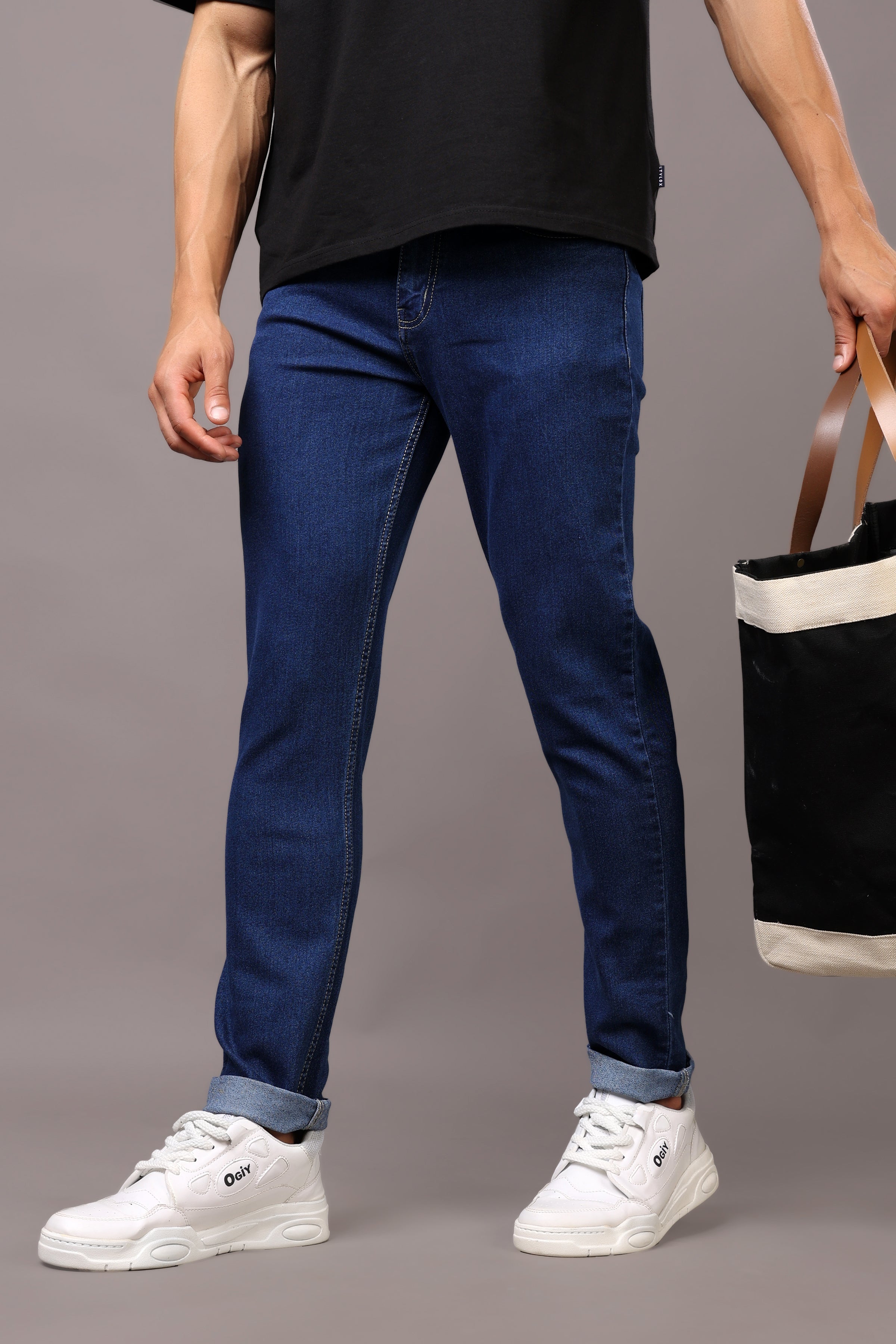 Stylox Men’s Slim Fit Mid-Rise Casual Denim Jeans - Stylox