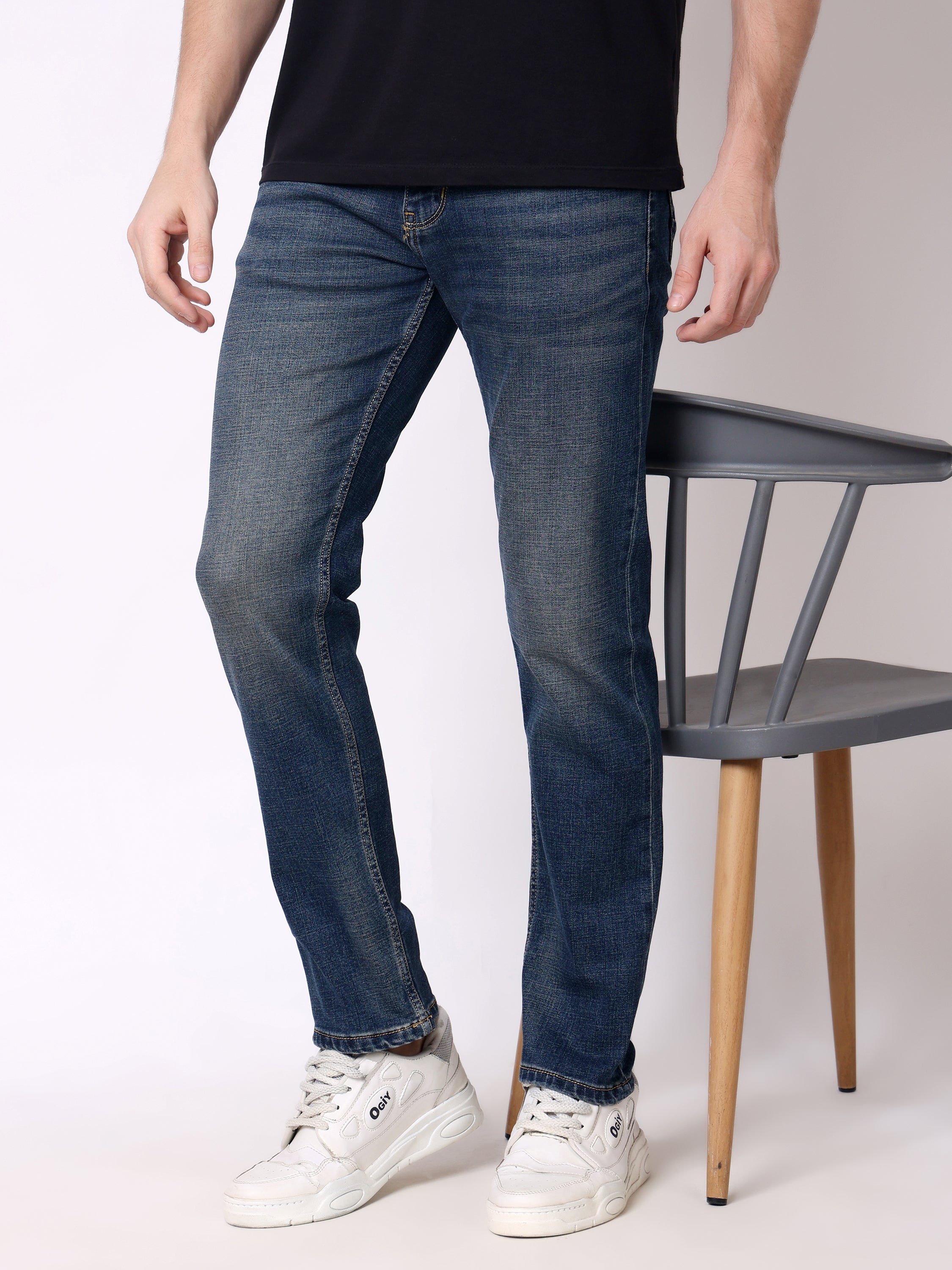 Stylox Men’s Stretchable Slim Fit Mid-Rise Casual Denim Jeans - Stylox