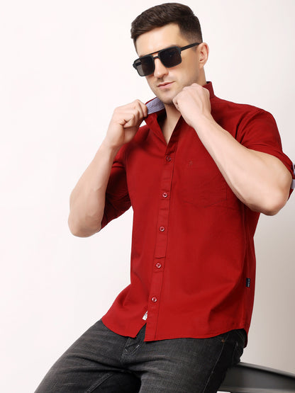 Stylox Men’s Regular Fit Oxford Full Sleeve Solid Shirt | Premium Cotton Blend Casual &amp; Formal Wear