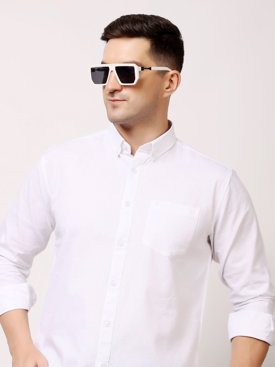 Stylox Men’s Premium Oxford Full Sleeve Solid Shirt | Casual &amp; Formal Wear | Soft Cotton Blend