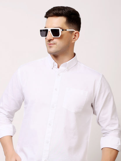 Stylox Men’s Premium Oxford Full Sleeve Solid Shirt | Casual &amp; Formal Wear | Soft Cotton Blend