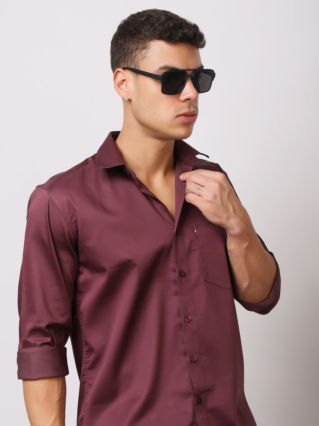 Stylox Men's Full Sleeve Solid Partywear Casual Shirt – Premium Shine Finish Cotton Blend Regular Fit Shirt for Stylish Evening & Occasion Wear - Stylox