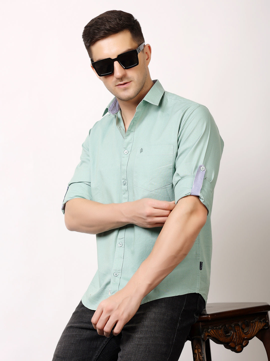 Stylox Men’s Regular Fit Oxford Full Sleeve Solid Shirt | Premium Cotton Blend Casual & Formal Wear - Stylox
