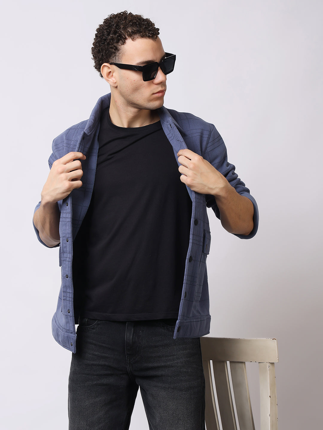 Stylox Men’s Checkered Winter Shacket – Warm Button-Down Fleece Jacket with Utility Pockets