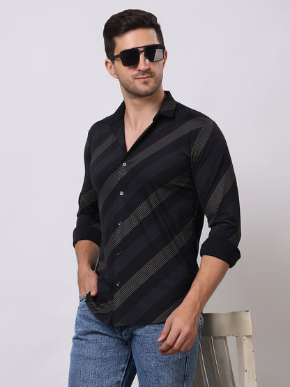 Stylox Premium Full Sleeve Striped Men’s Shirt | Stylish Slim Fit Casual &amp; Formal Wear