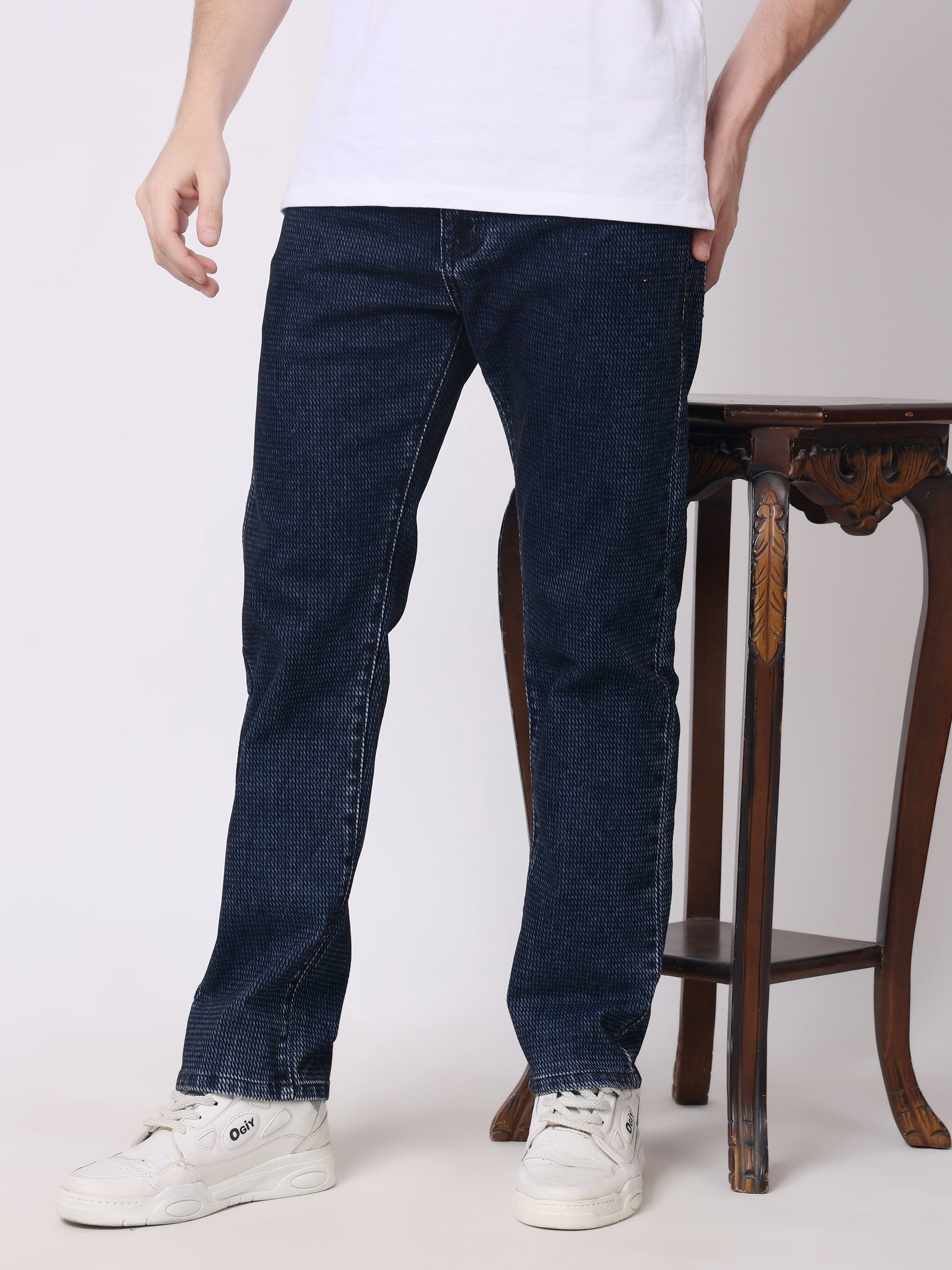 Stylox Men’s Premium Stretchable Comfort Fit Textured Denim Jeans - Stylox