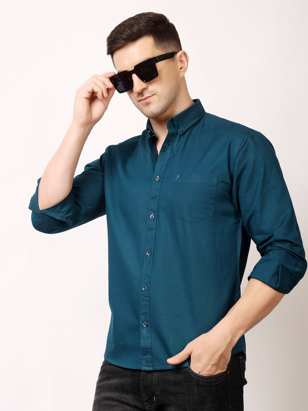 Stylox Men’s Premium Oxford Full Sleeve Solid Shirt | Casual &amp; Formal Wear | Soft Cotton Blend