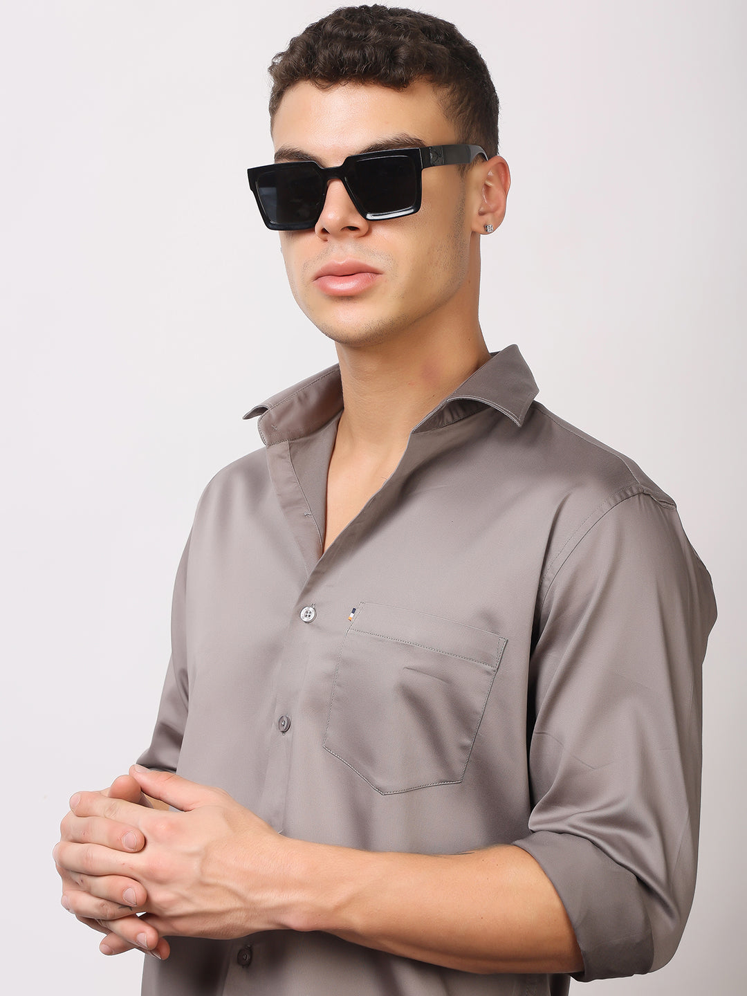 Stylox Men's Full Sleeve Solid Partywear Casual Shirt – Premium Shine Finish Cotton Blend Regular Fit Shirt for Stylish Evening & Occasion Wear - Stylox