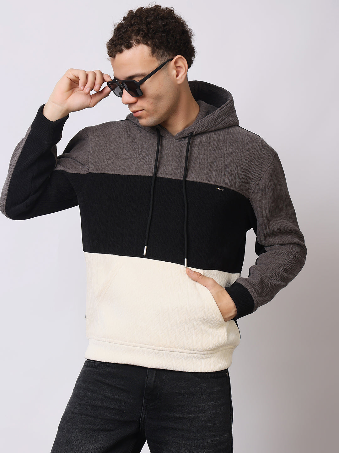Stylox Men’s Colorblock Winter Hoodie – Warm Fleece Pullover with Kangaroo Pocket & Drawstring Hood